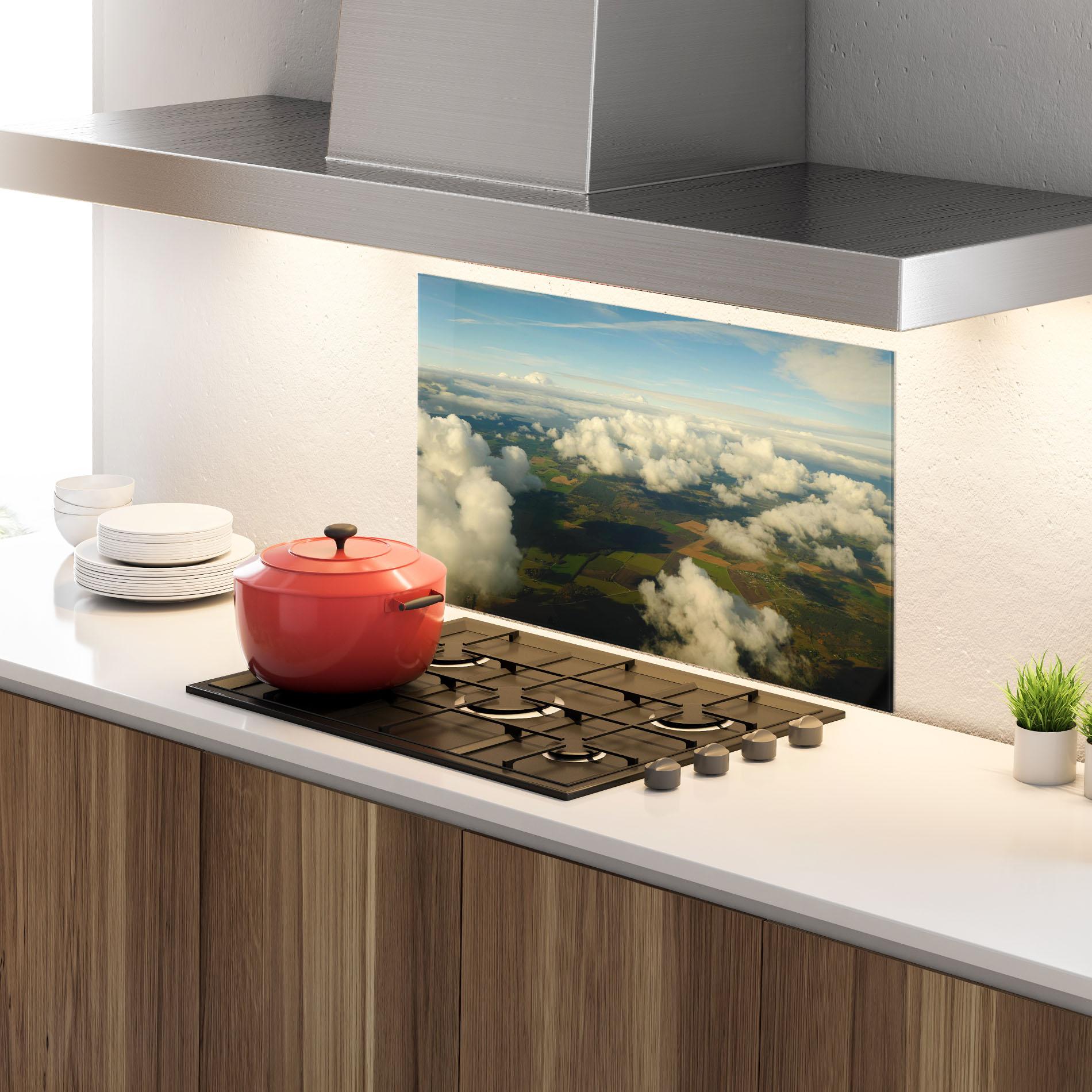 Panou Sticla Bucatarie Clouds View From Plane mockup 4