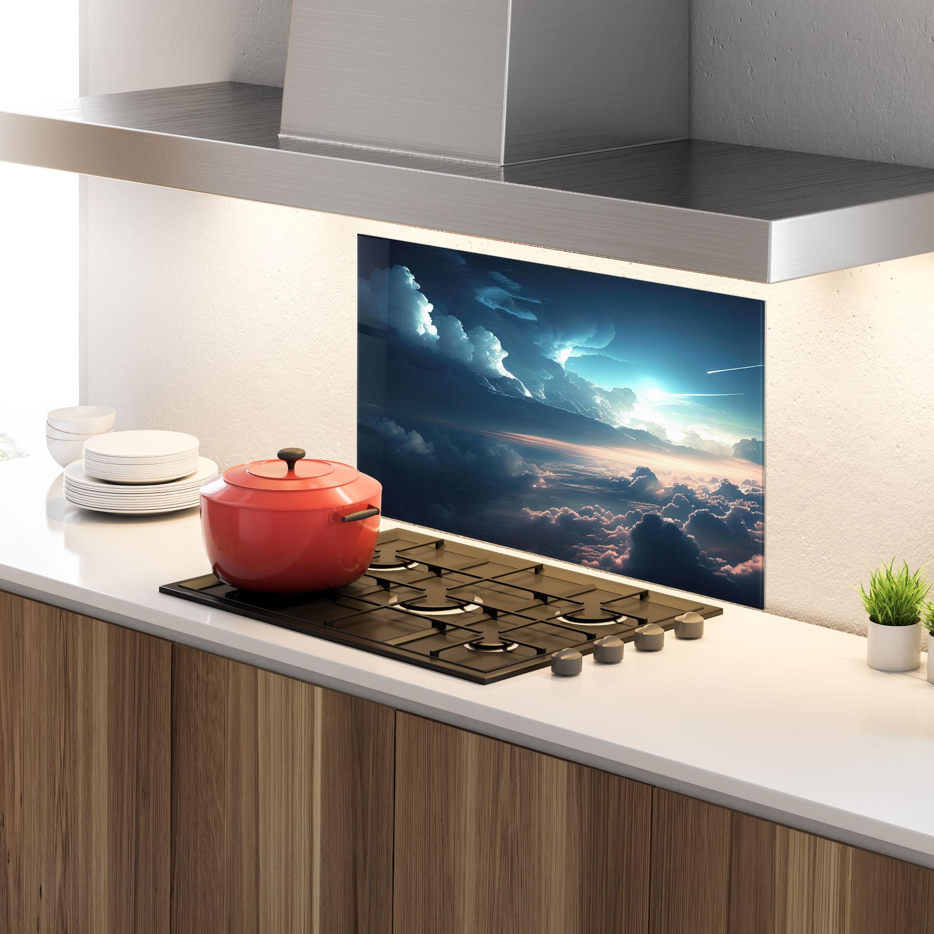 Panou Sticla Bucatarie Dark Clouds mockup 4