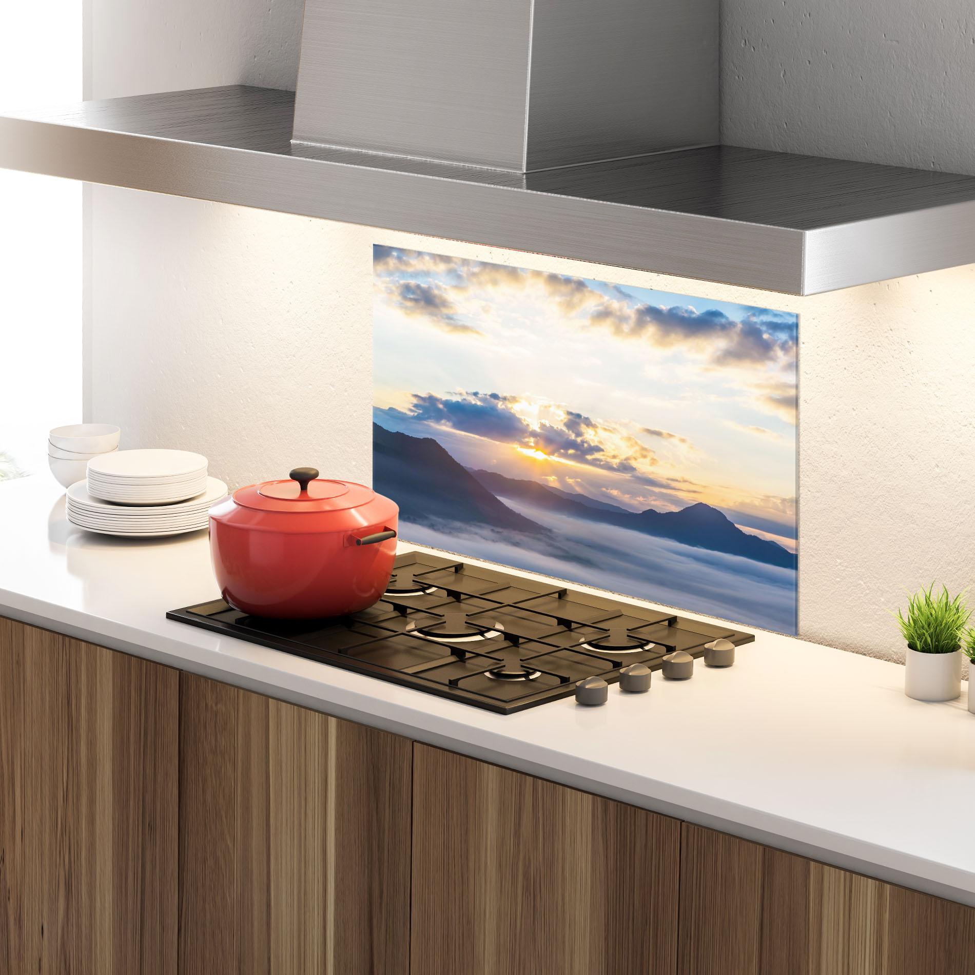 Panou Sticla Bucatarie Fantastic Clouds mockup 4