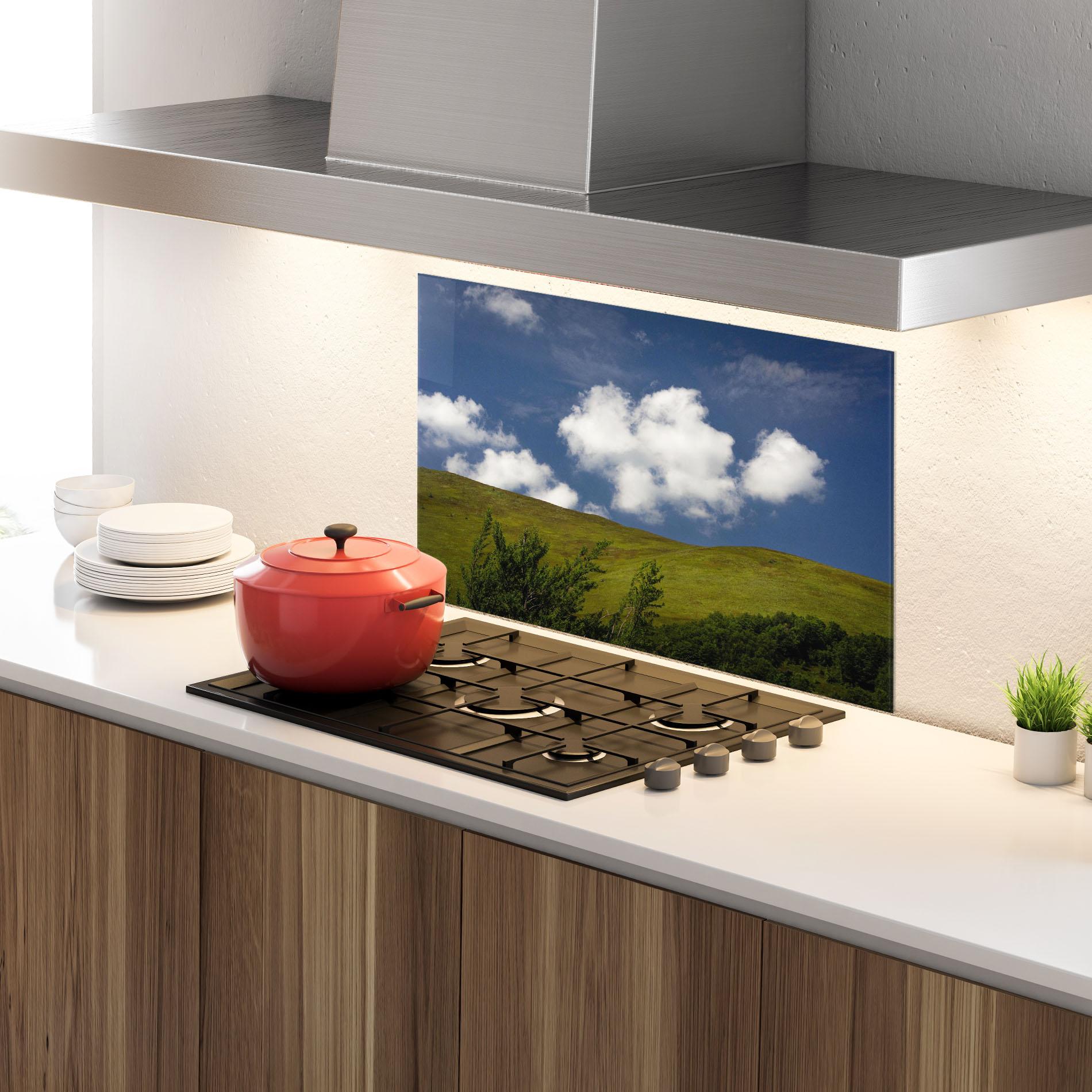 Panou Sticla Bucatarie Grass View Cloud mockup 4