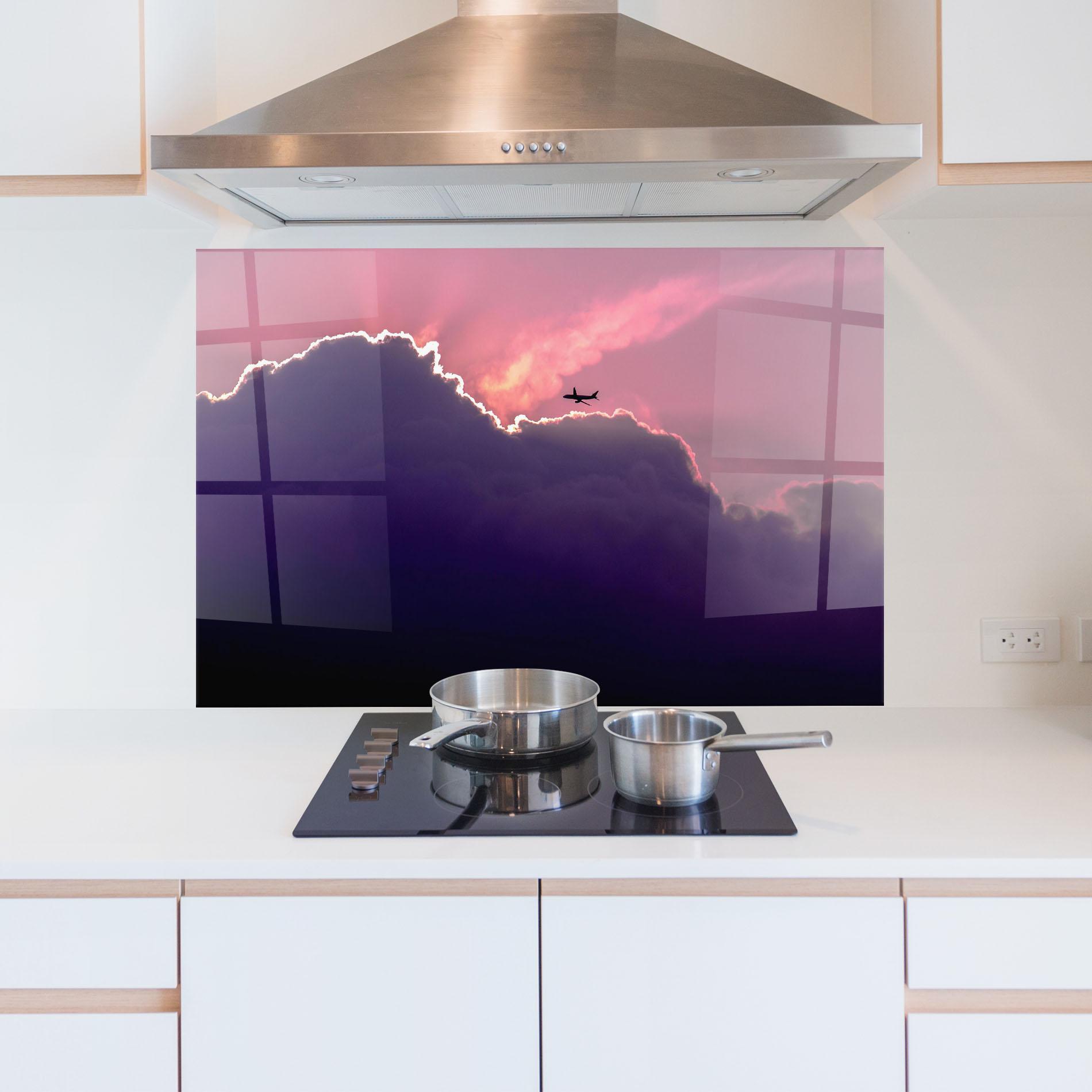 Panou Sticla Bucatarie Big Purple Cloud mockup 5