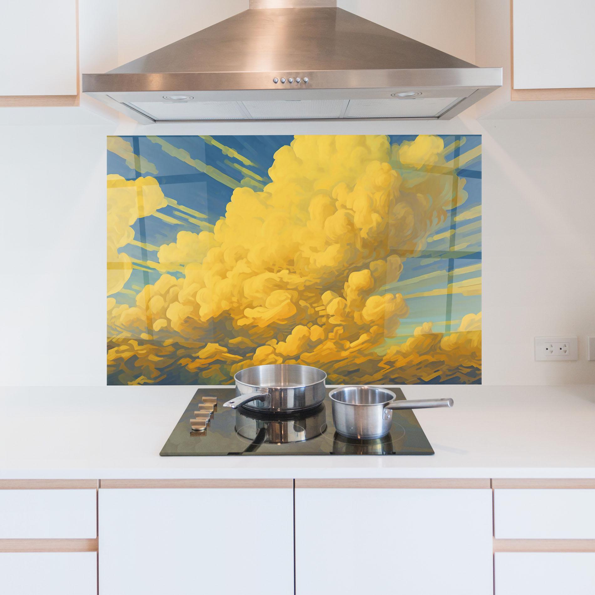 Panou Sticla Bucatarie Big Yellow Cloud Art mockup 5