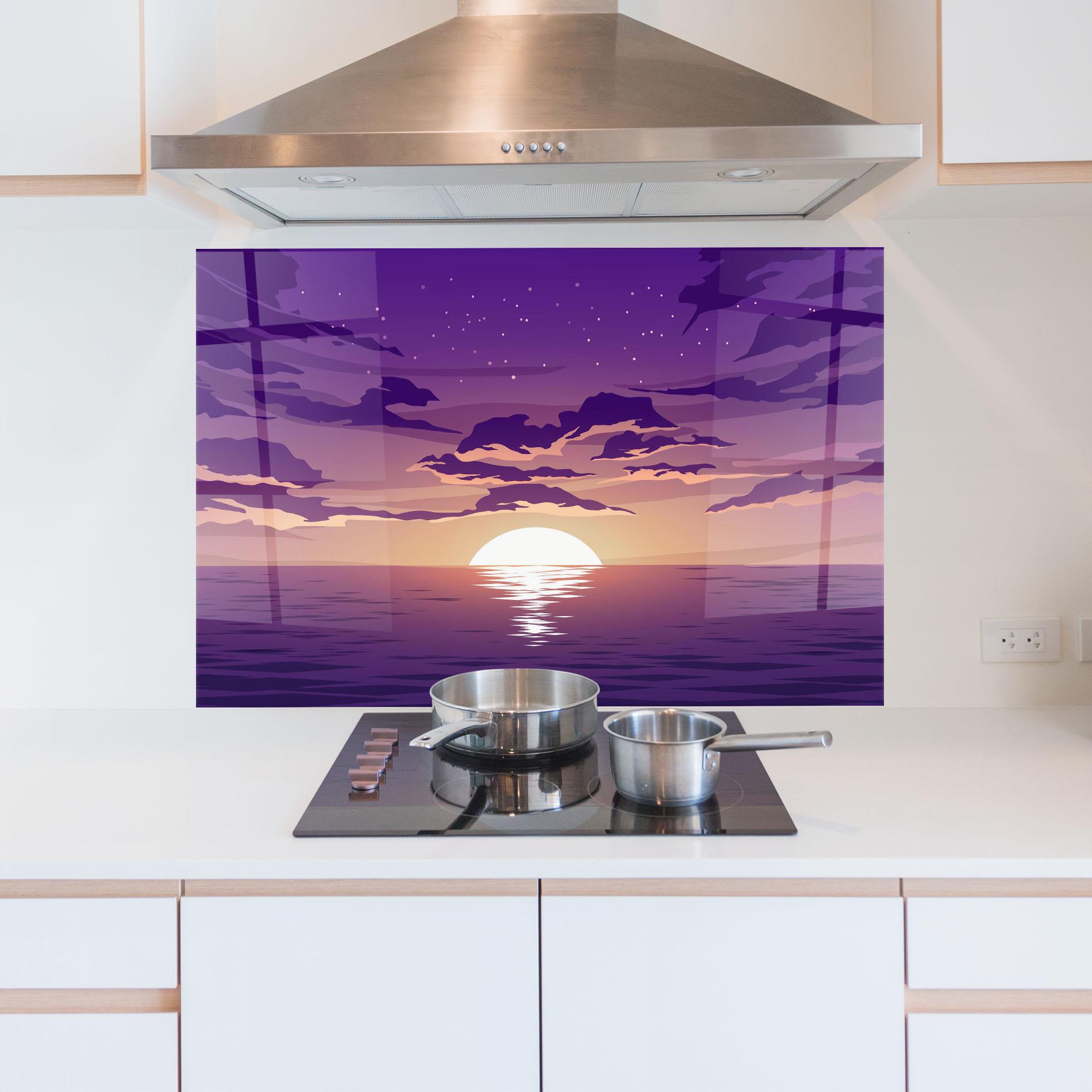 Panou Sticla Bucatarie Cloud Purple mockup 5