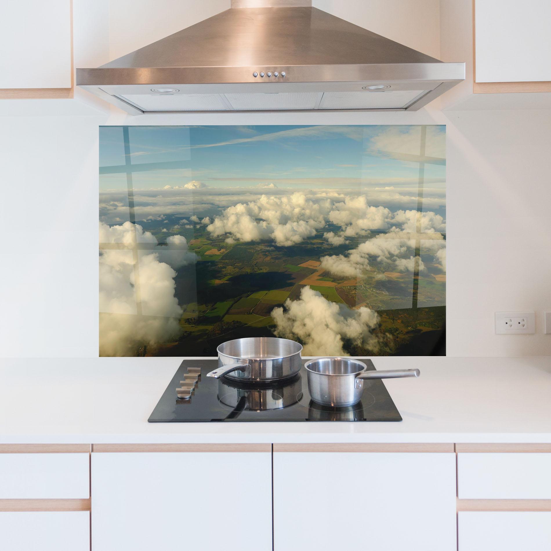 Panou Sticla Bucatarie Clouds View From Plane mockup 5