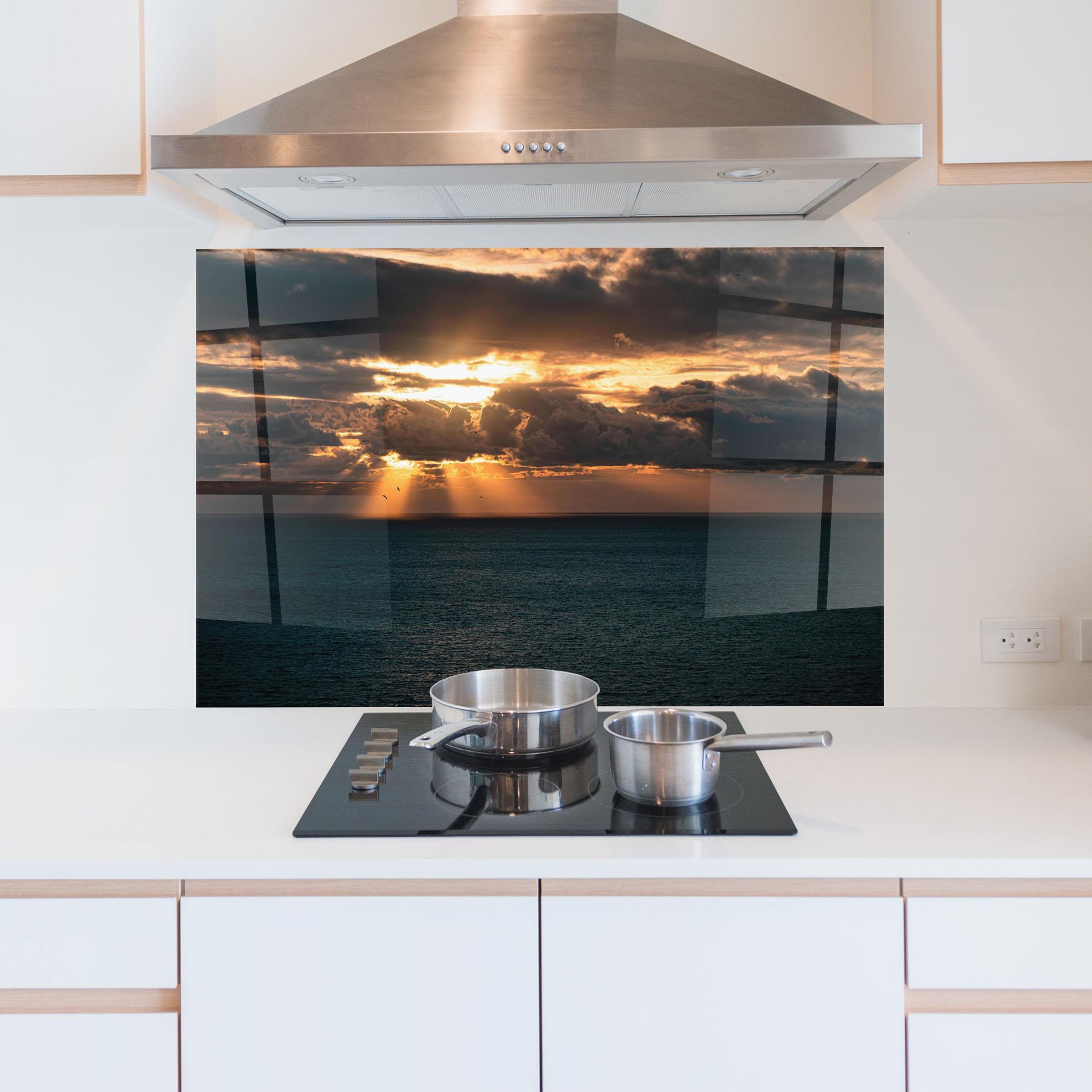 Panou Sticla Bucatarie Cloudy Sunrise mockup 5