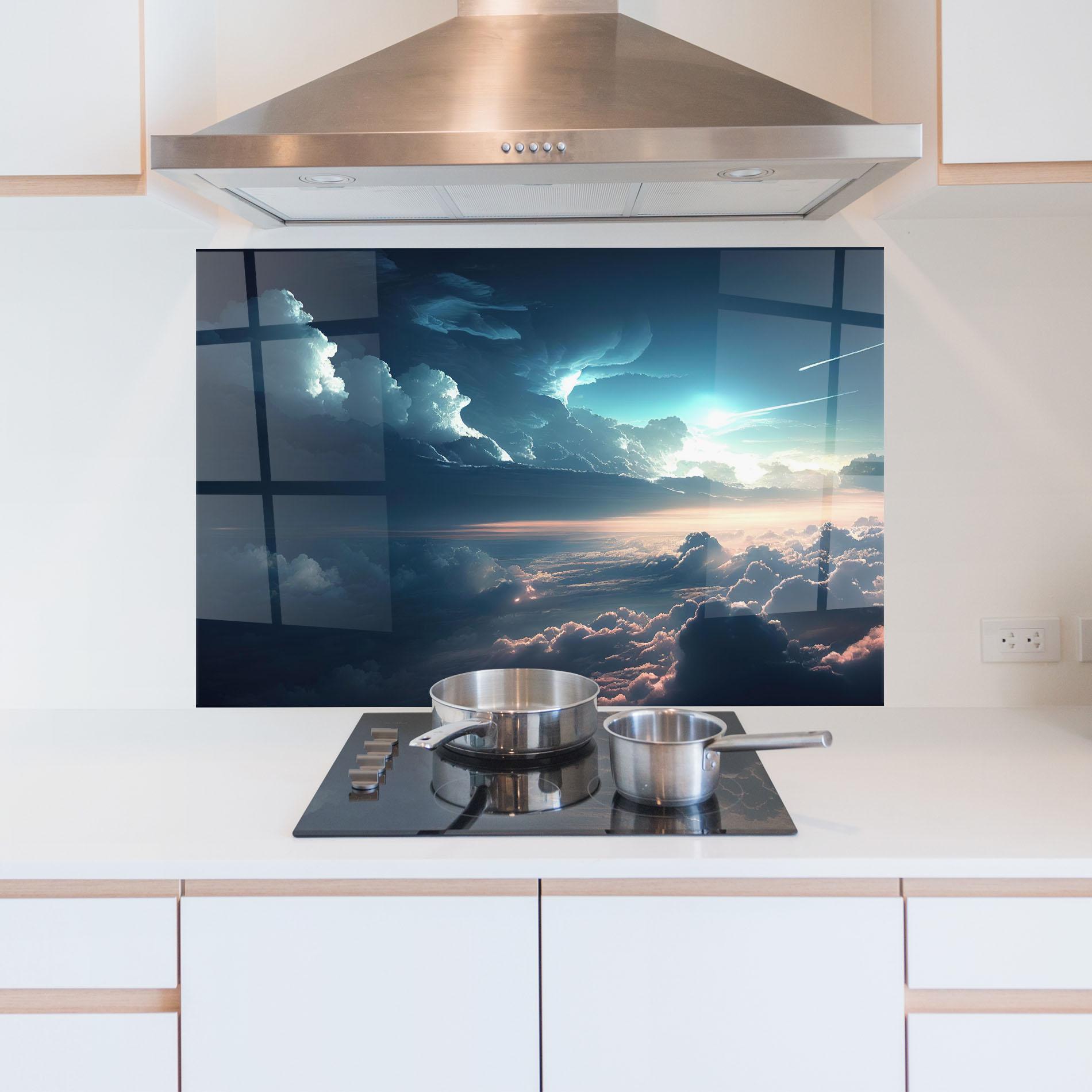 Panou Sticla Bucatarie Dark Clouds mockup 5