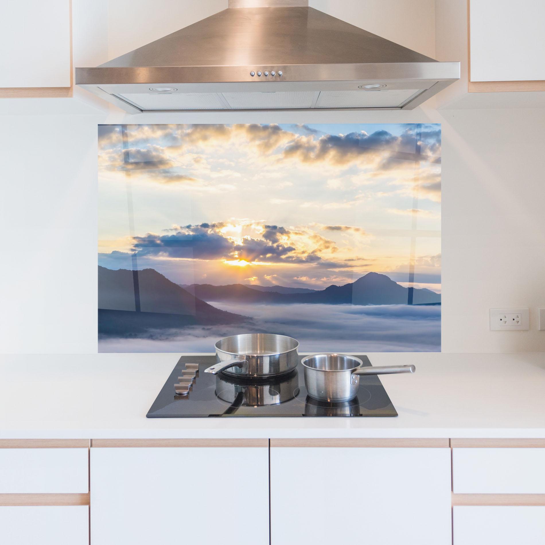 Panou Sticla Bucatarie Fantastic Clouds mockup 5