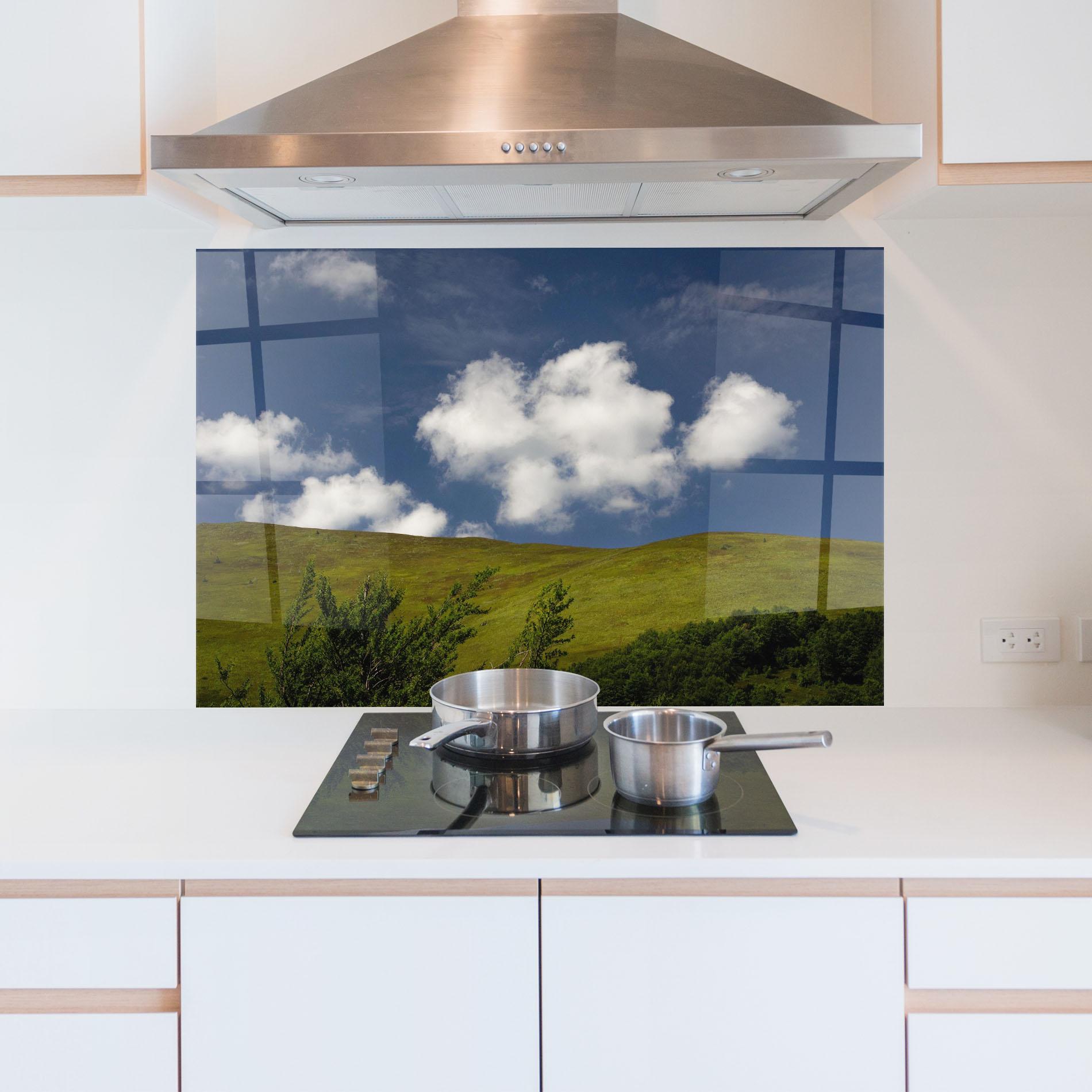 Panou Sticla Bucatarie Grass View Cloud mockup 5