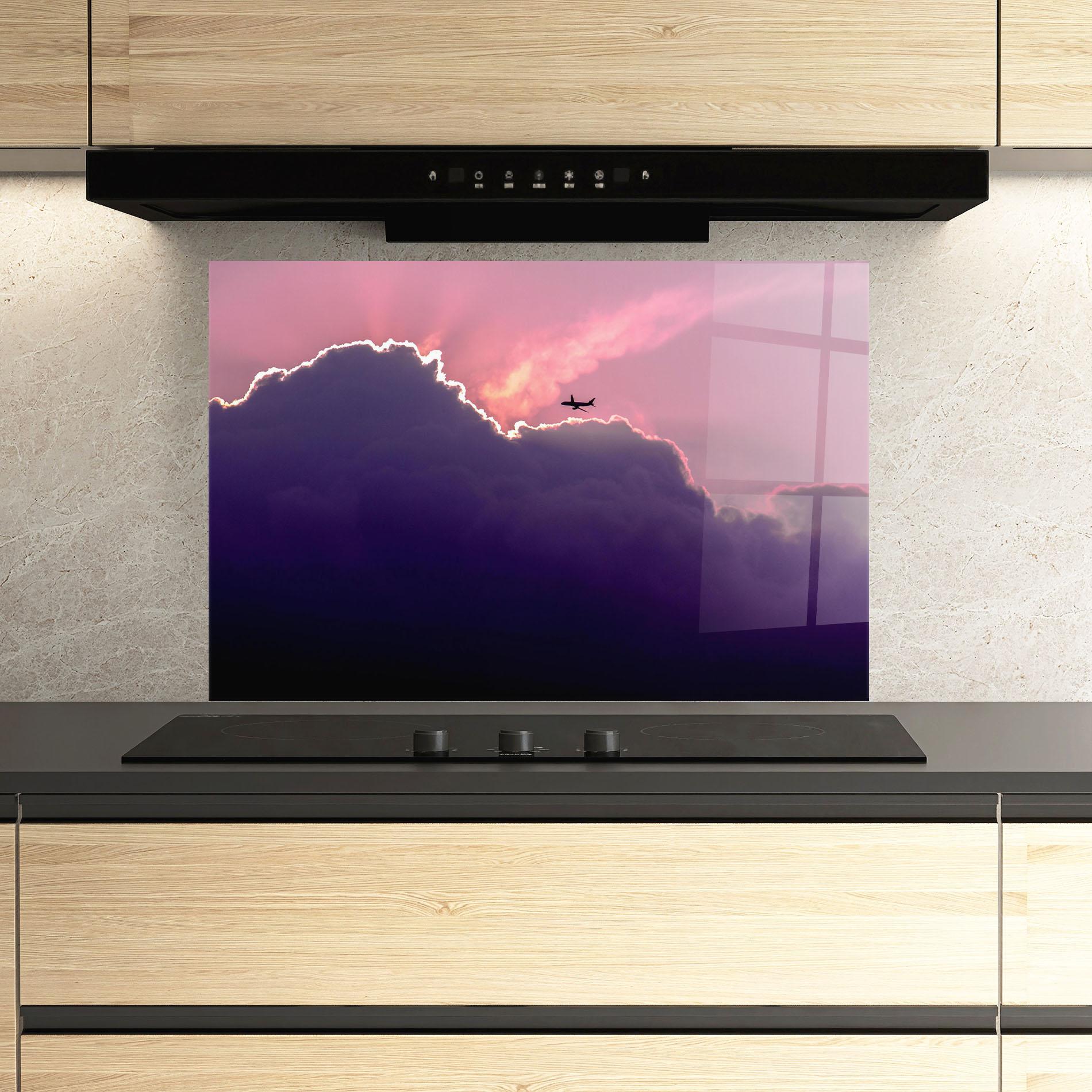 Panou Sticla Bucatarie Big Purple Cloud mockup 3