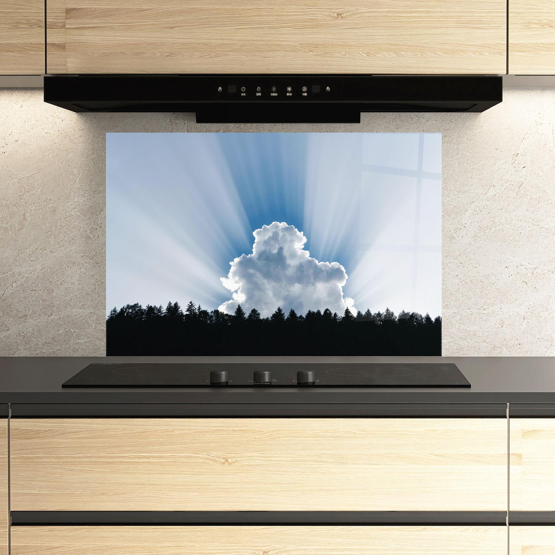 Panou Sticla Bucatarie Big White Cloud Light mockup 3