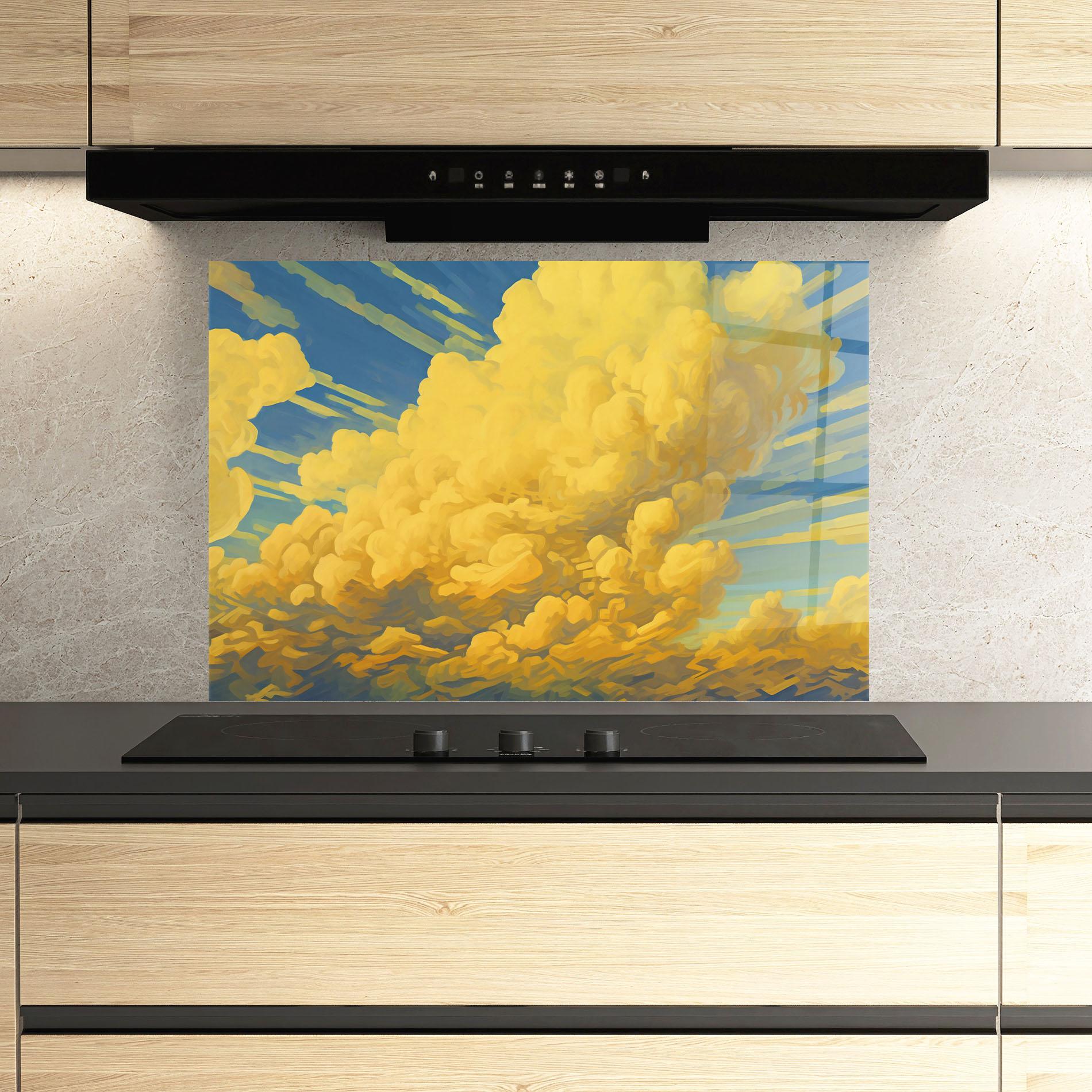 Panou Sticla Bucatarie Big Yellow Cloud Art mockup 3