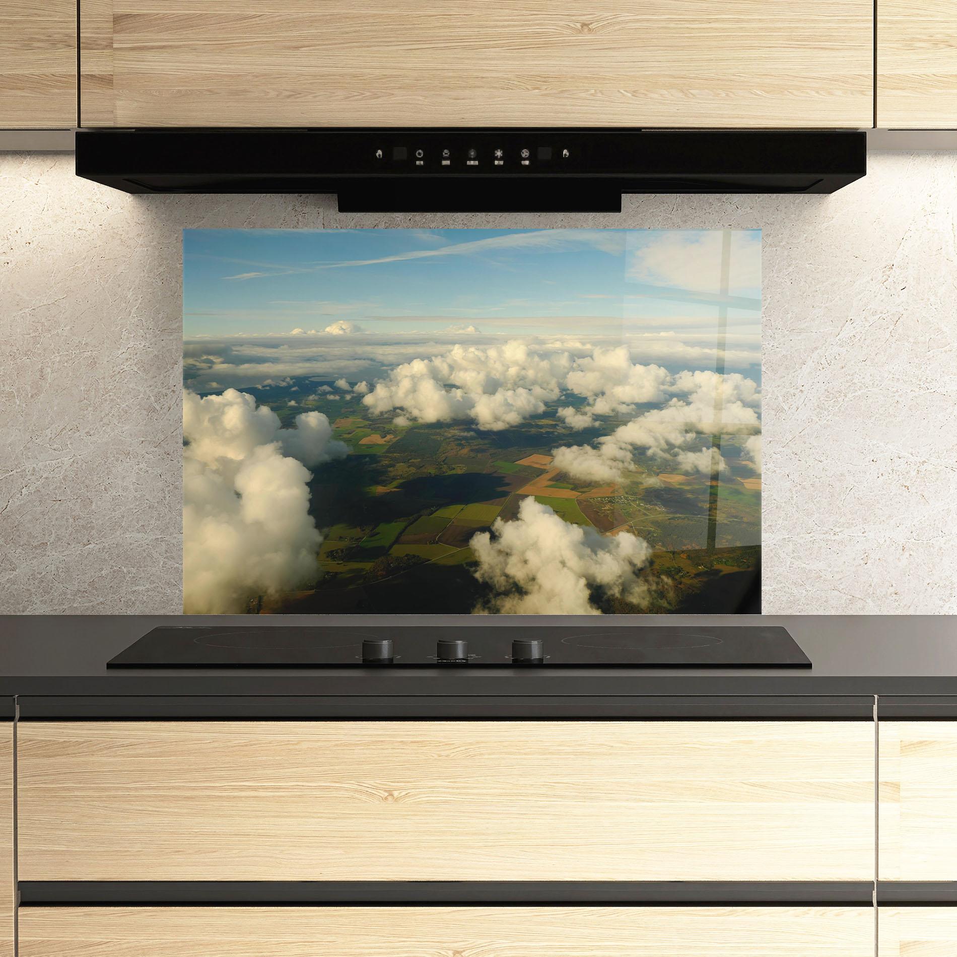 Panou Sticla Bucatarie Clouds View From Plane mockup 3