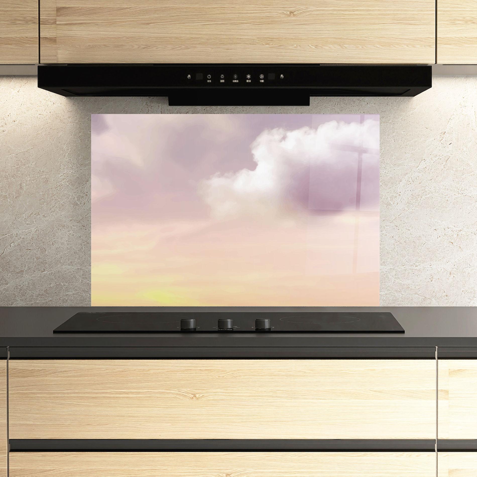 Panou Sticla Bucatarie Clouds Watercolor Cream mockup 3