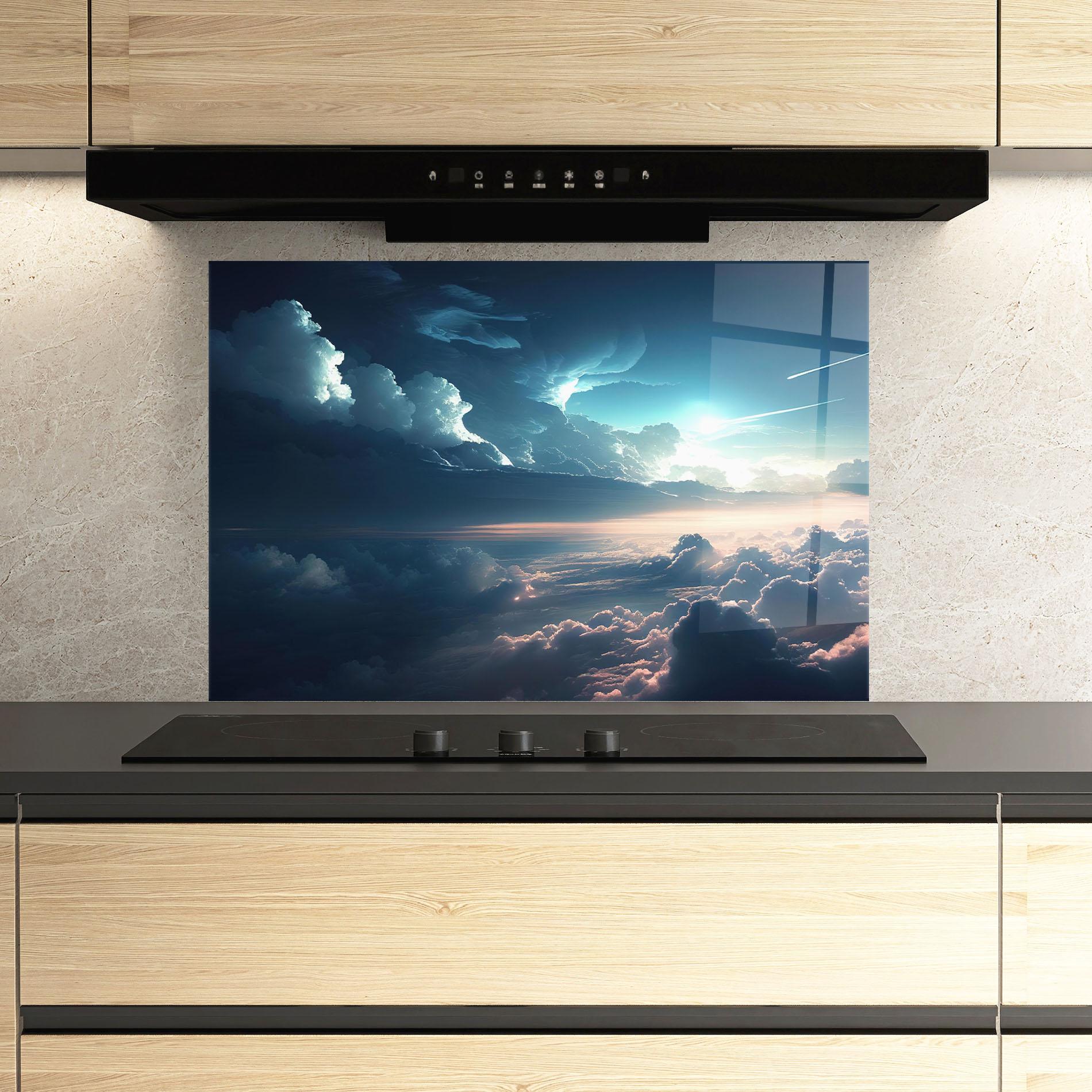 Panou Sticla Bucatarie Dark Clouds mockup 3