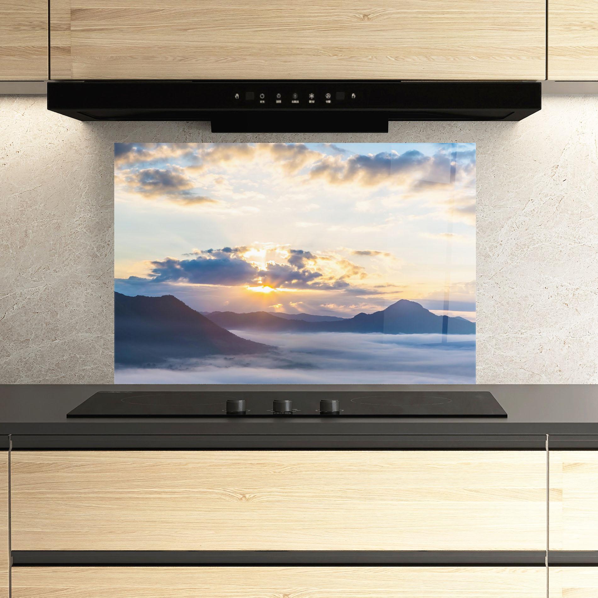 Panou Sticla Bucatarie Fantastic Clouds mockup 3