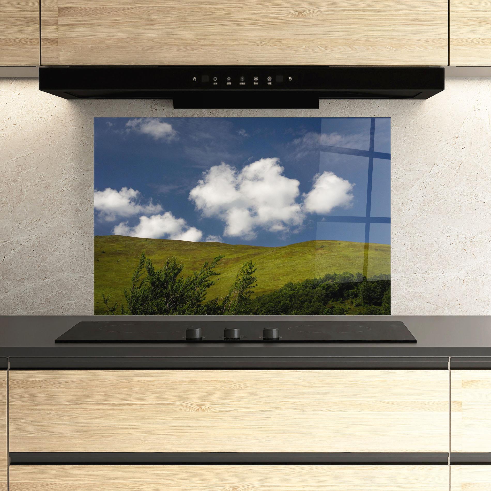 Panou Sticla Bucatarie Grass View Cloud mockup 3