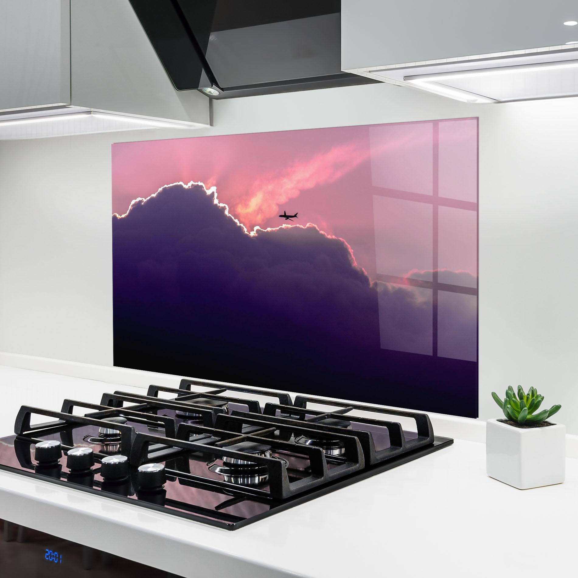 Panou Sticla Bucatarie Big Purple Cloud mockup 6