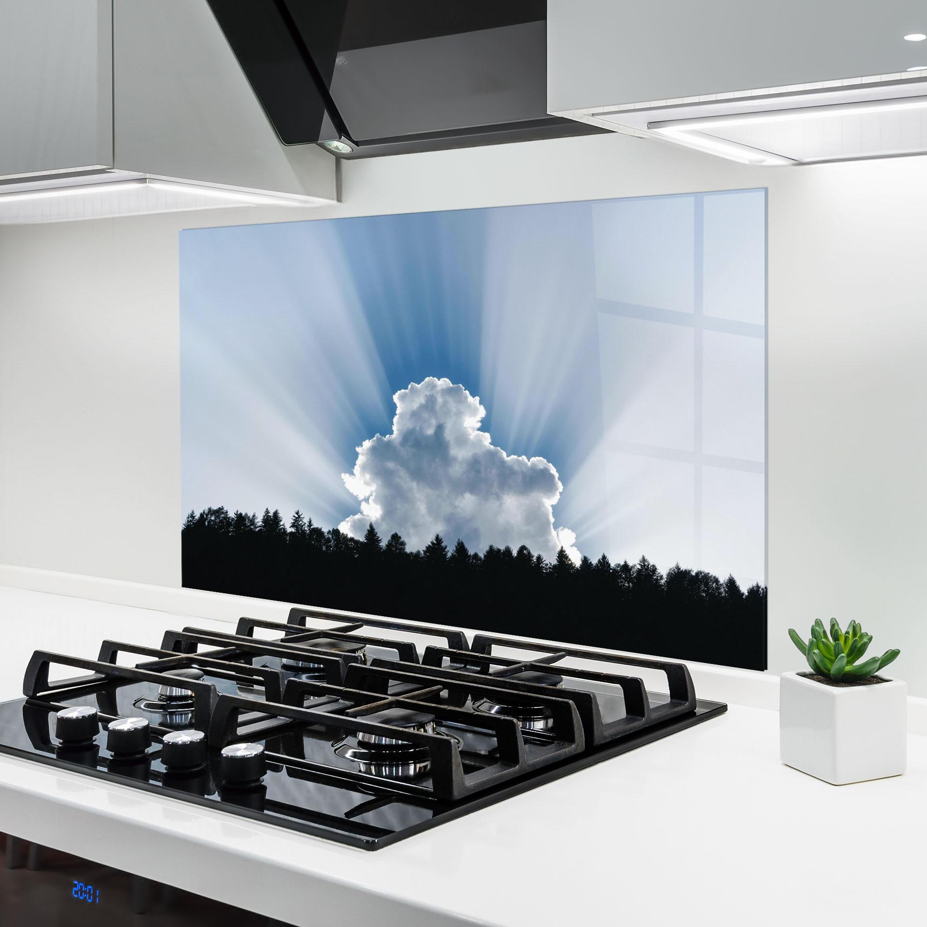 Panou Sticla Bucatarie Big White Cloud Light mockup 6