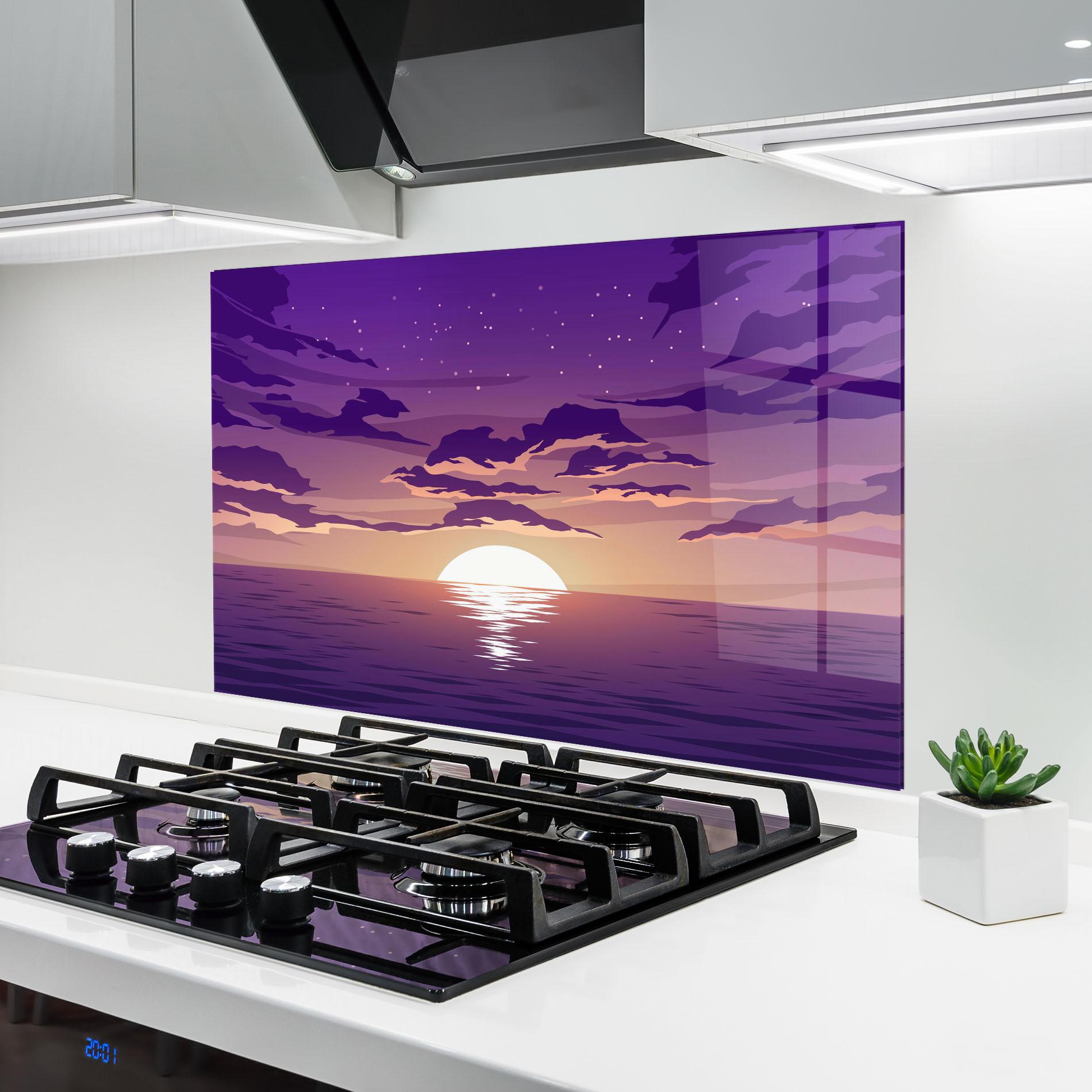 Panou Sticla Bucatarie Cloud Purple mockup 6