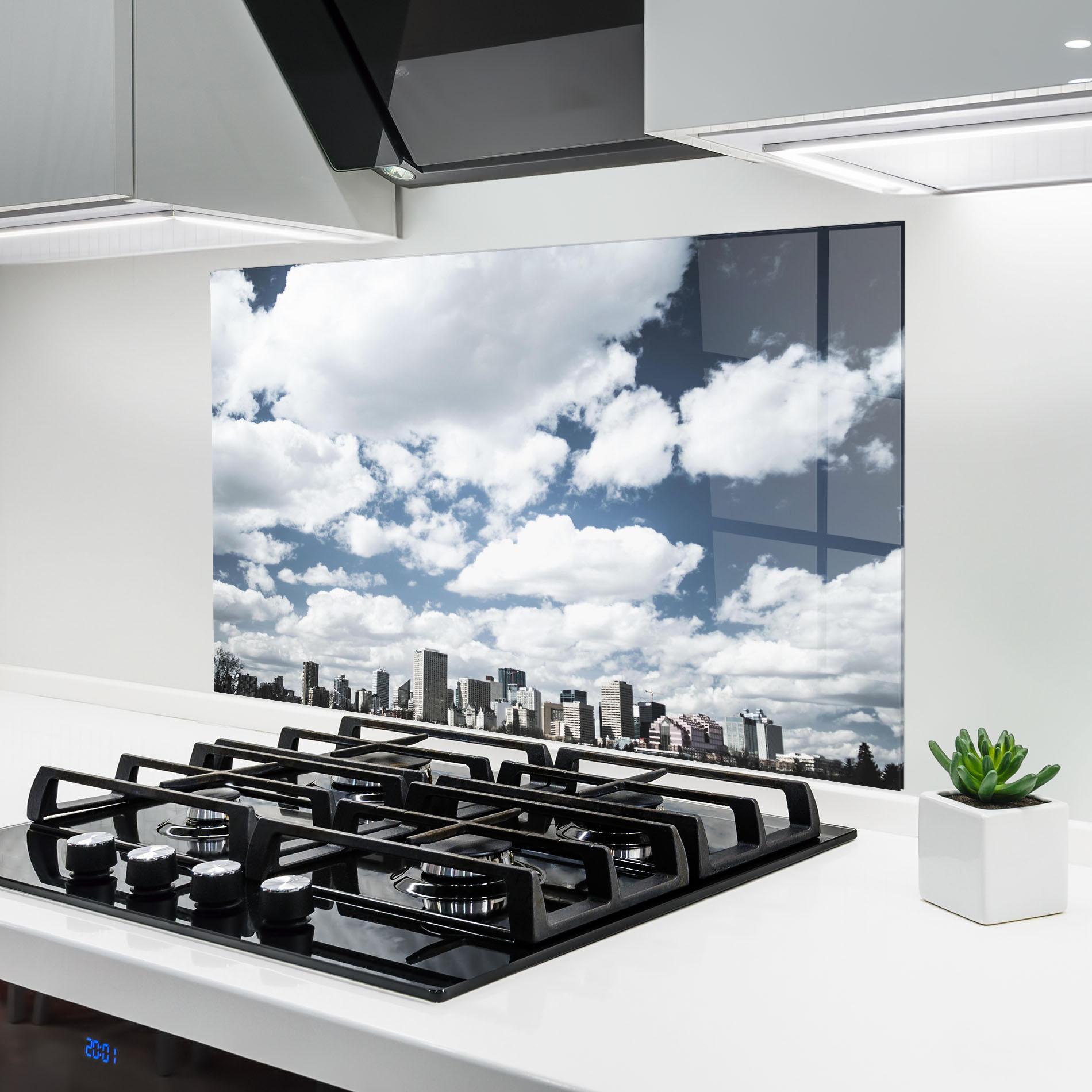 Panou Sticla Bucatarie Clouds Over City mockup 6