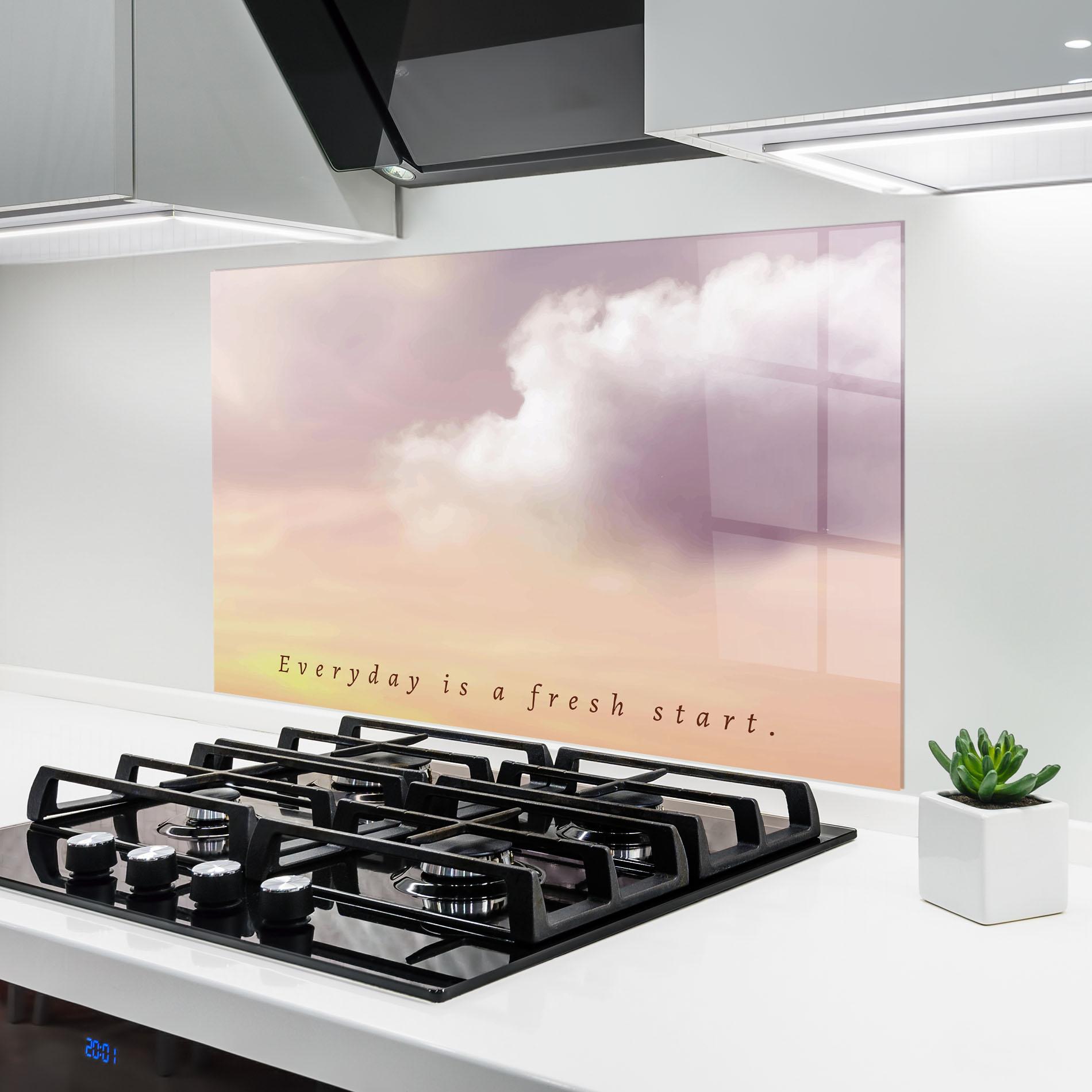 Panou Sticla Bucatarie Clouds Text Cream mockup 6