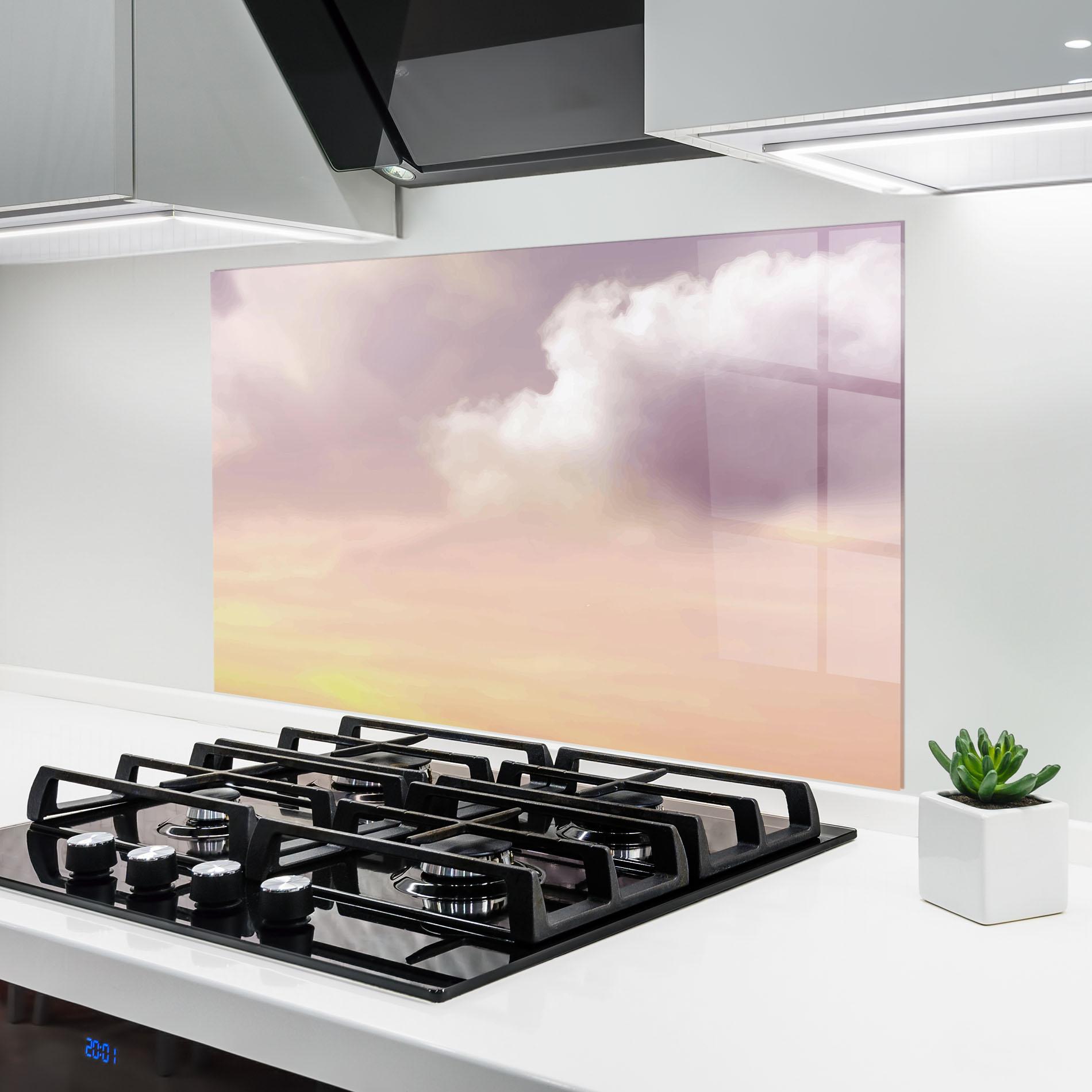 Panou Sticla Bucatarie Clouds Watercolor Cream mockup 6