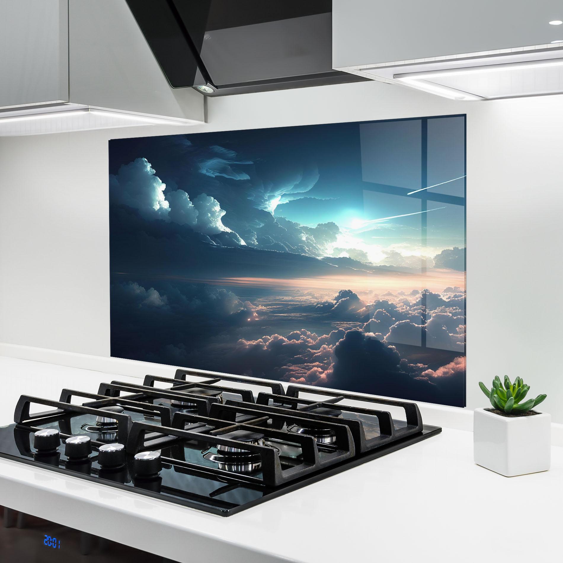 Panou Sticla Bucatarie Dark Clouds mockup 6