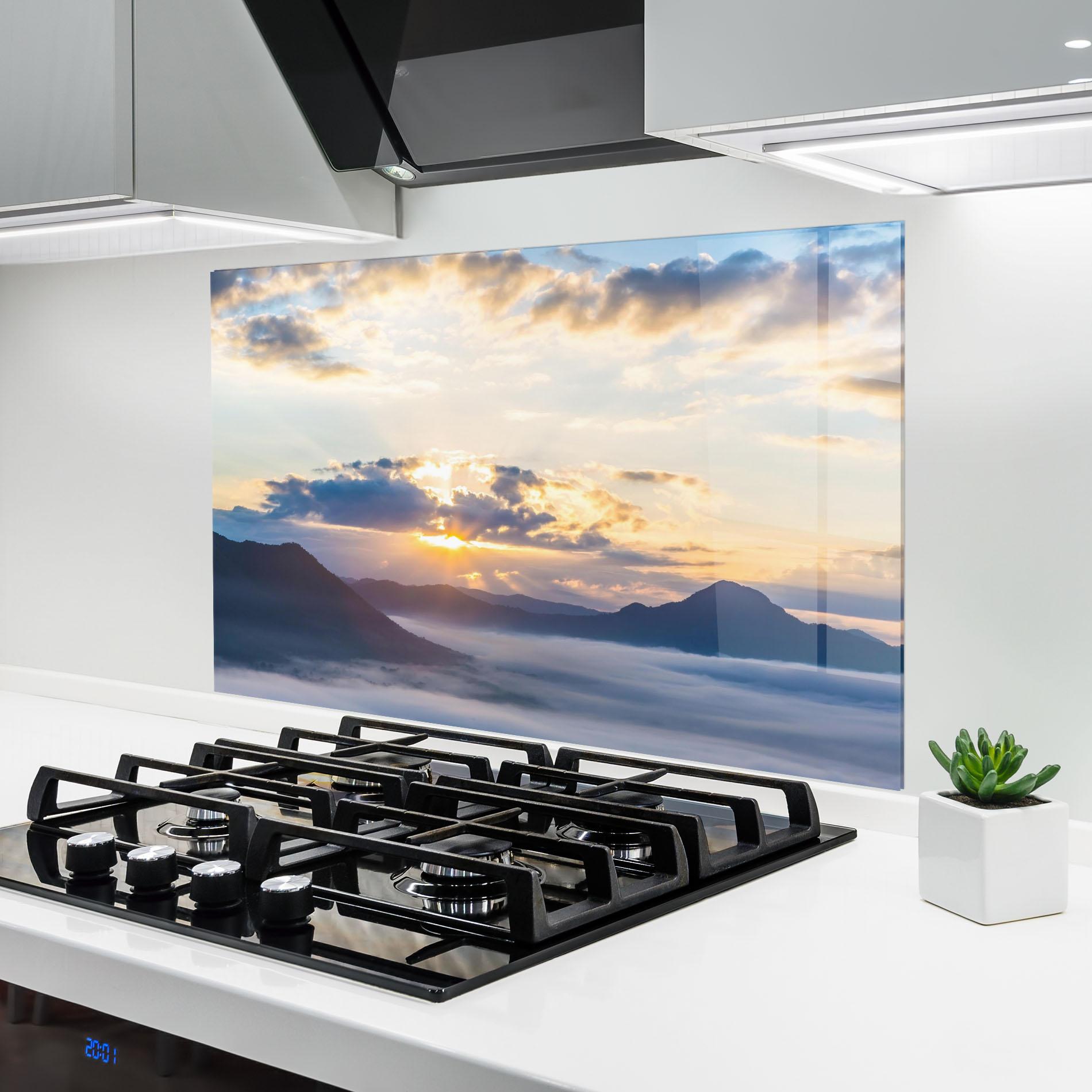 Panou Sticla Bucatarie Fantastic Clouds mockup 6