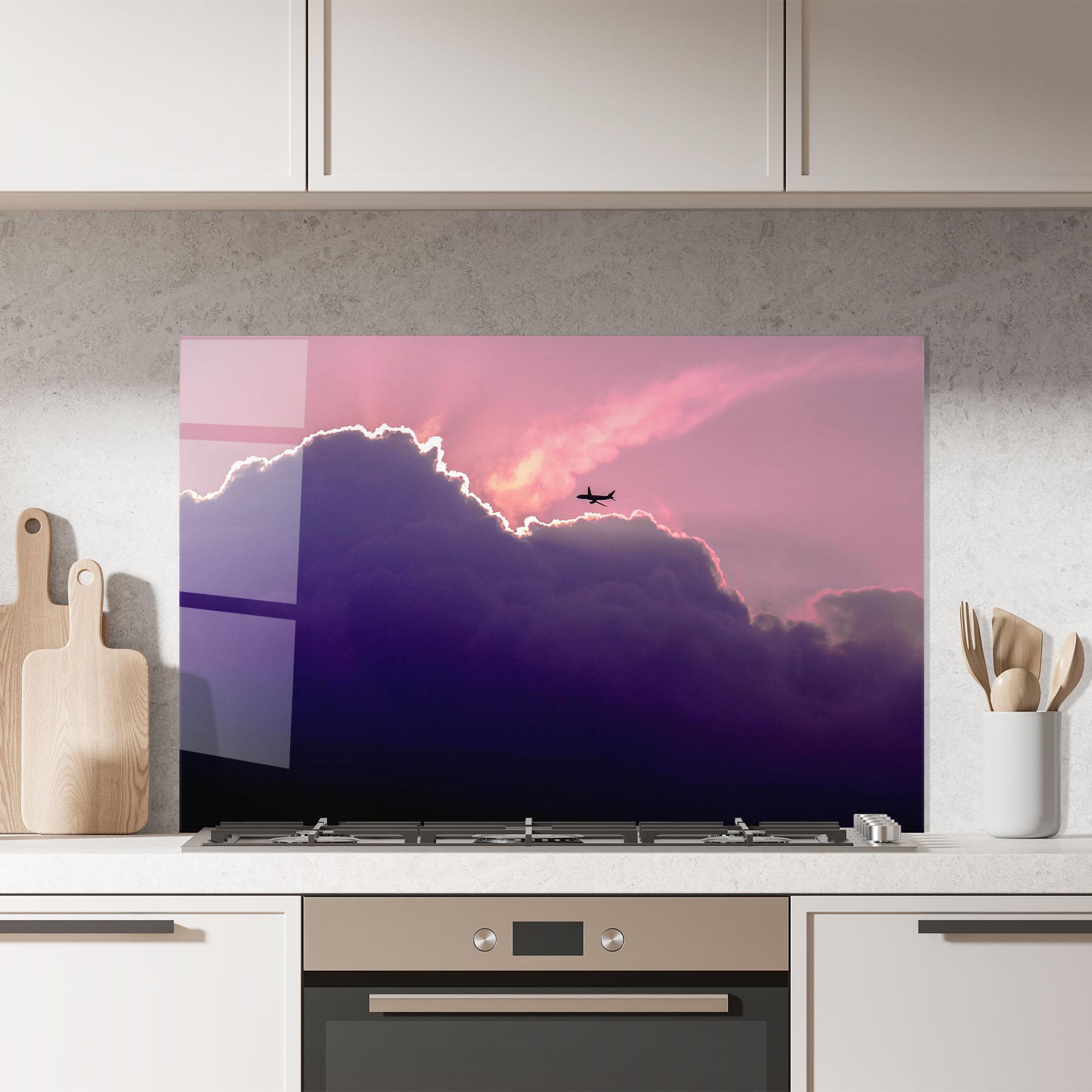 Panou Sticla Bucatarie Big Purple Cloud mockup 7