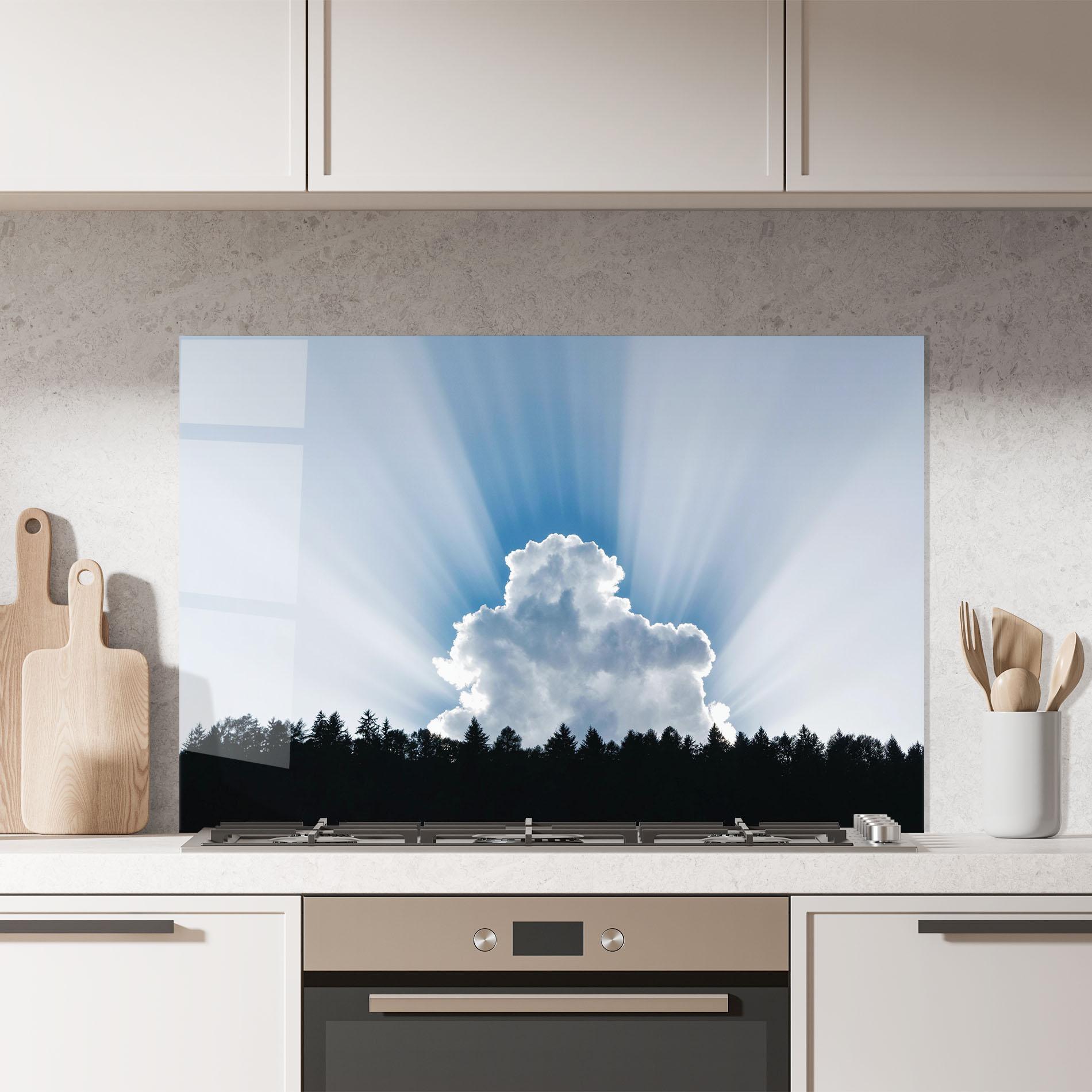 Panou Sticla Bucatarie Big White Cloud Light mockup 7