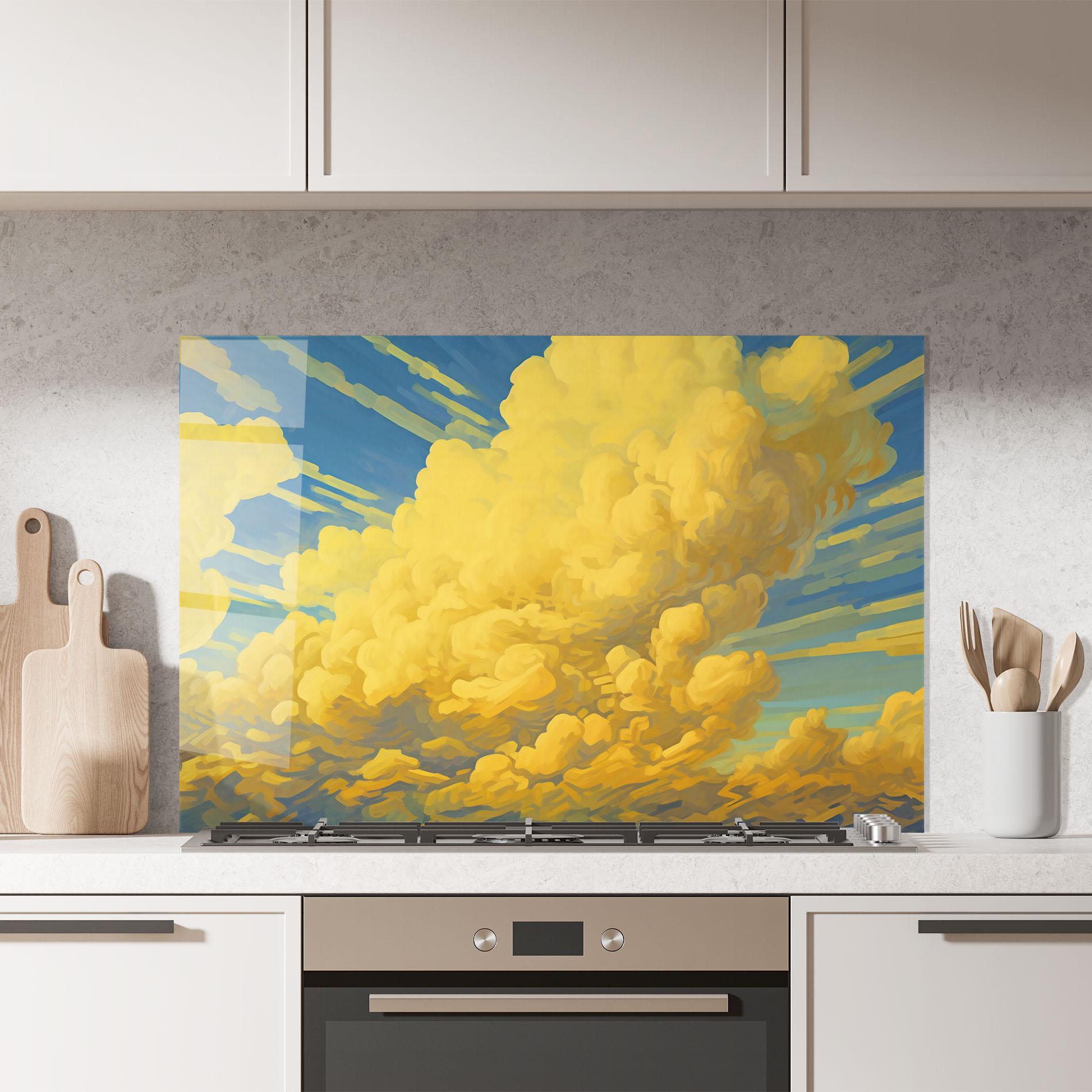 Panou Sticla Bucatarie Big Yellow Cloud Art mockup 7