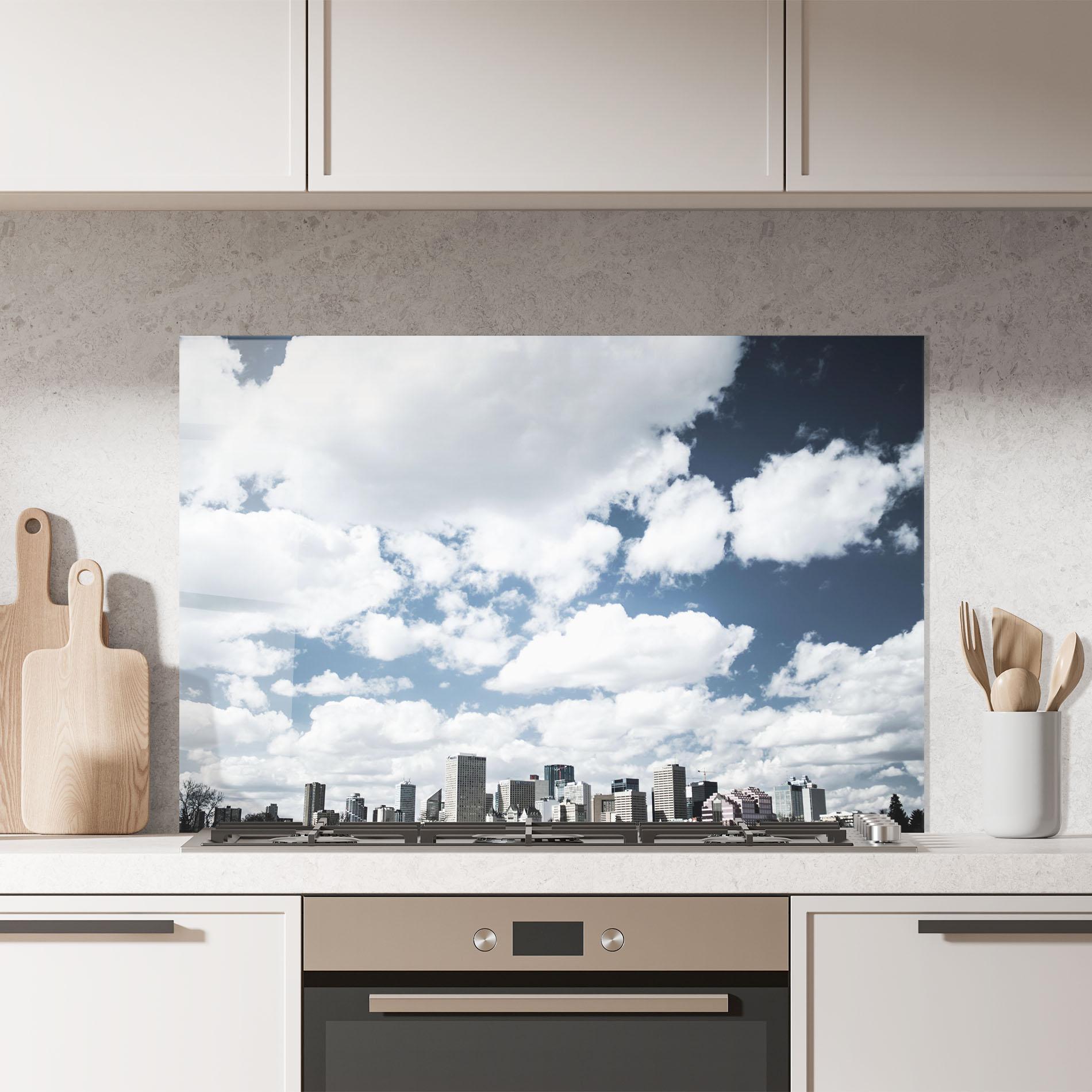 Panou Sticla Bucatarie Clouds Over City mockup 7