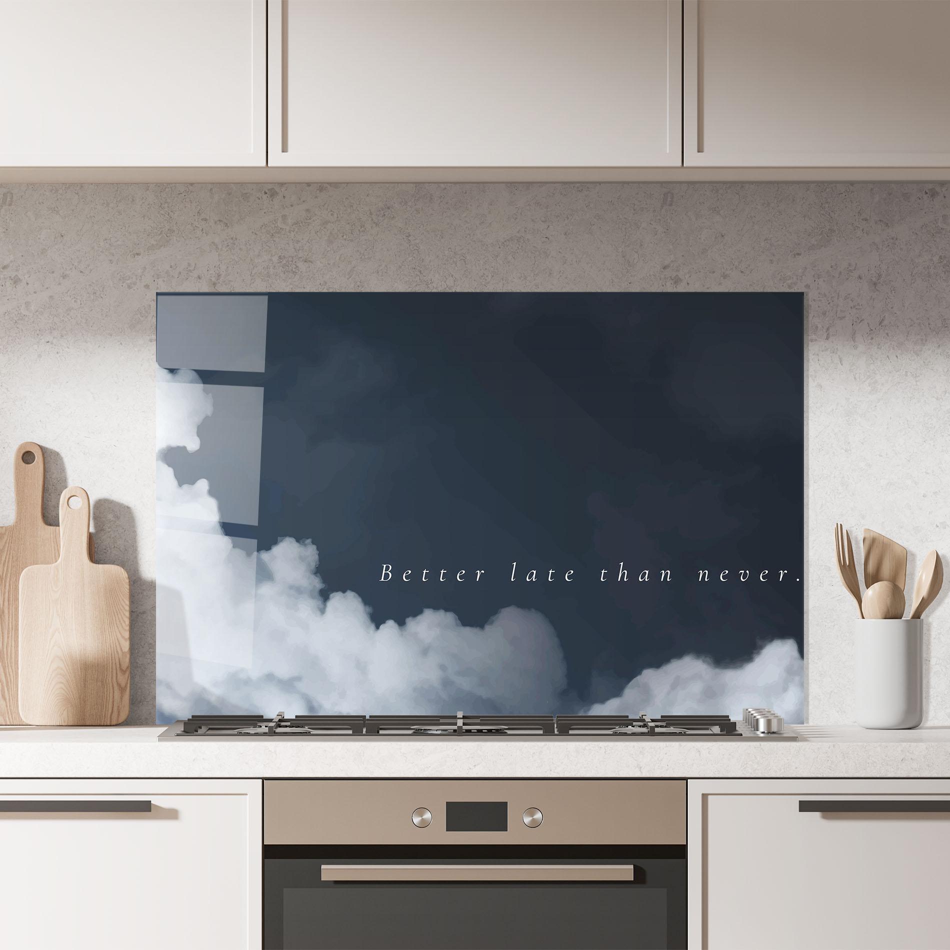 Panou Sticla Bucatarie Clouds Text Black mockup 7