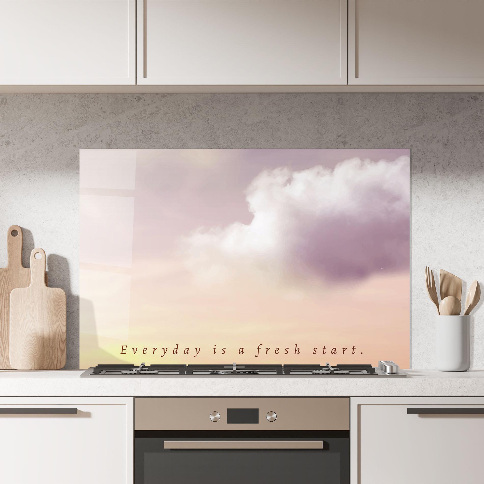 Panou Sticla Bucatarie Clouds Text Cream mockup 7