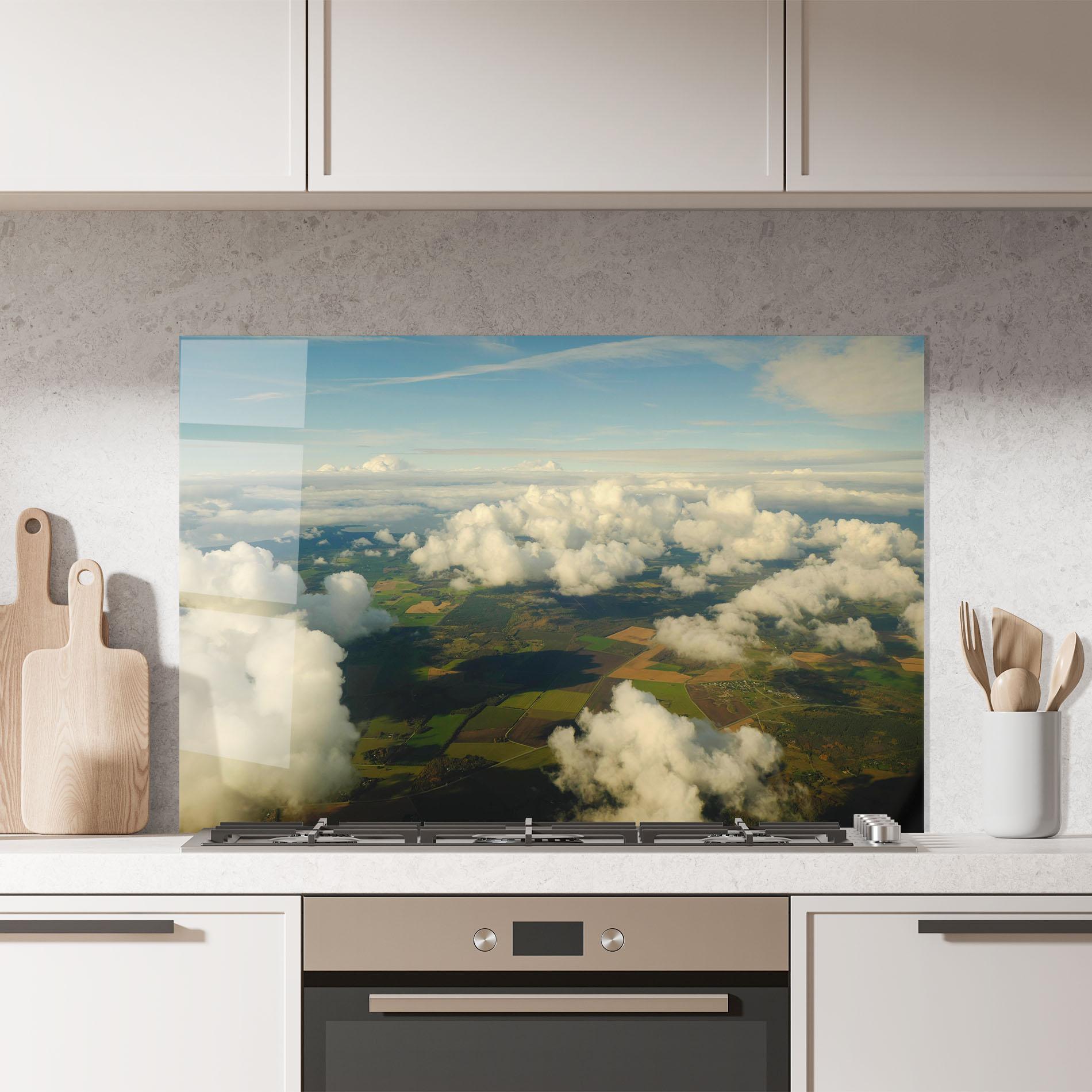 Panou Sticla Bucatarie Clouds View From Plane mockup 7