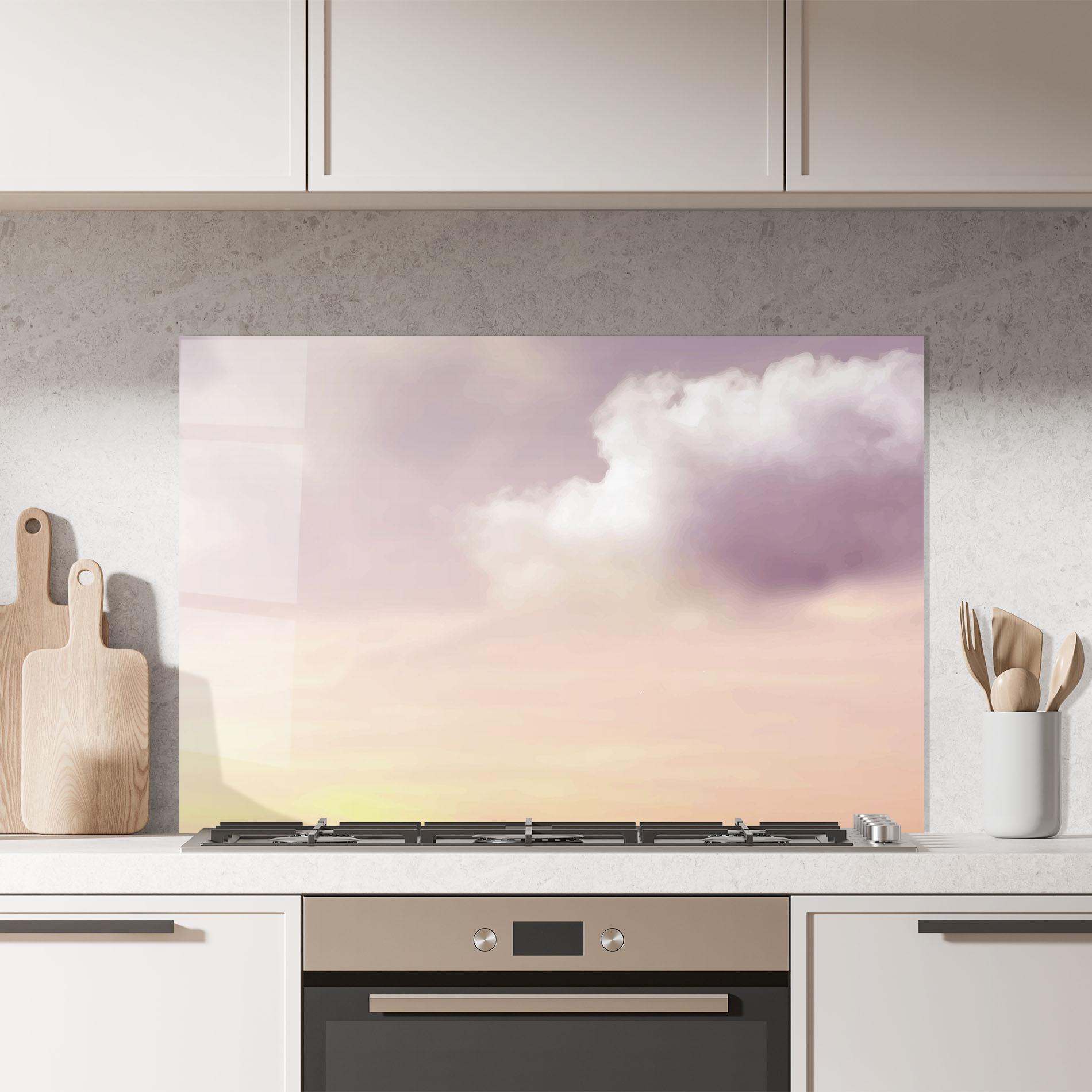 Panou Sticla Bucatarie Clouds Watercolor Cream mockup 7