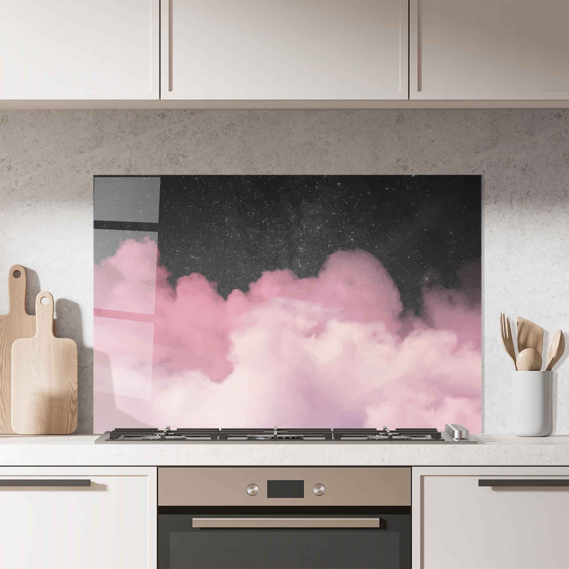 Panou Sticla Bucatarie Clouds Watercolor Purple mockup 7