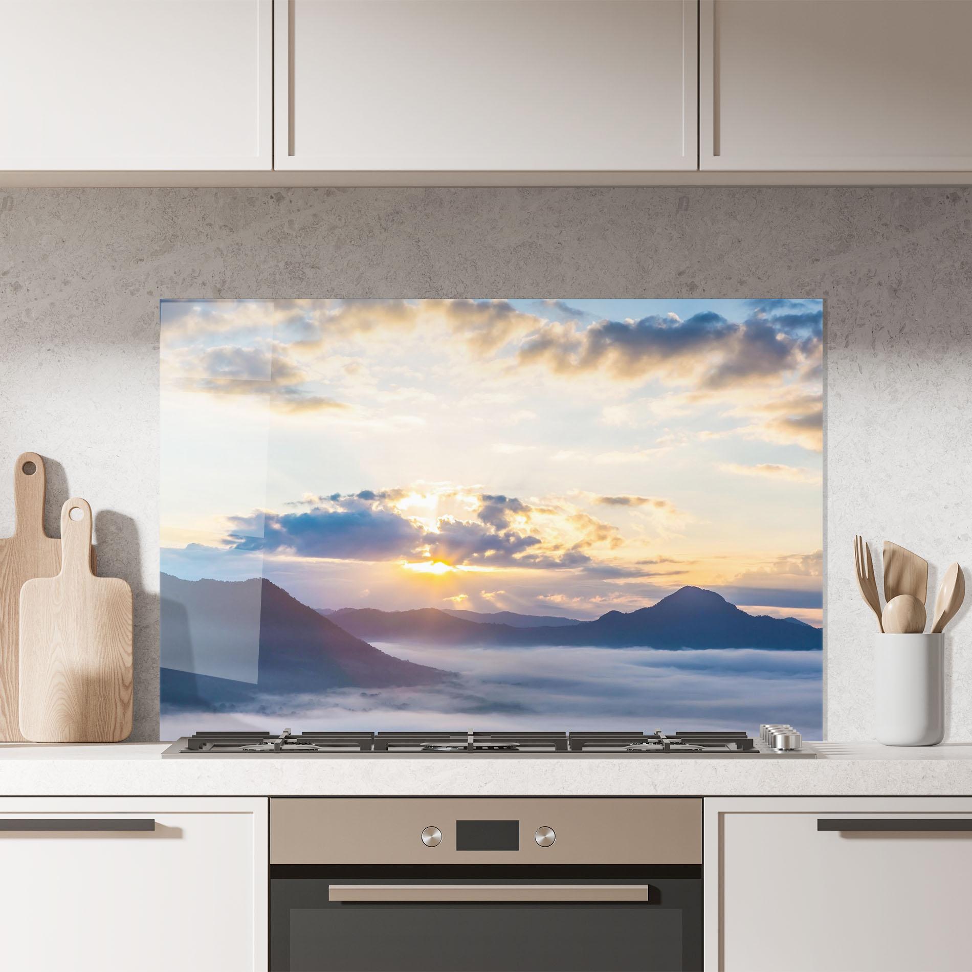 Panou Sticla Bucatarie Fantastic Clouds mockup 7