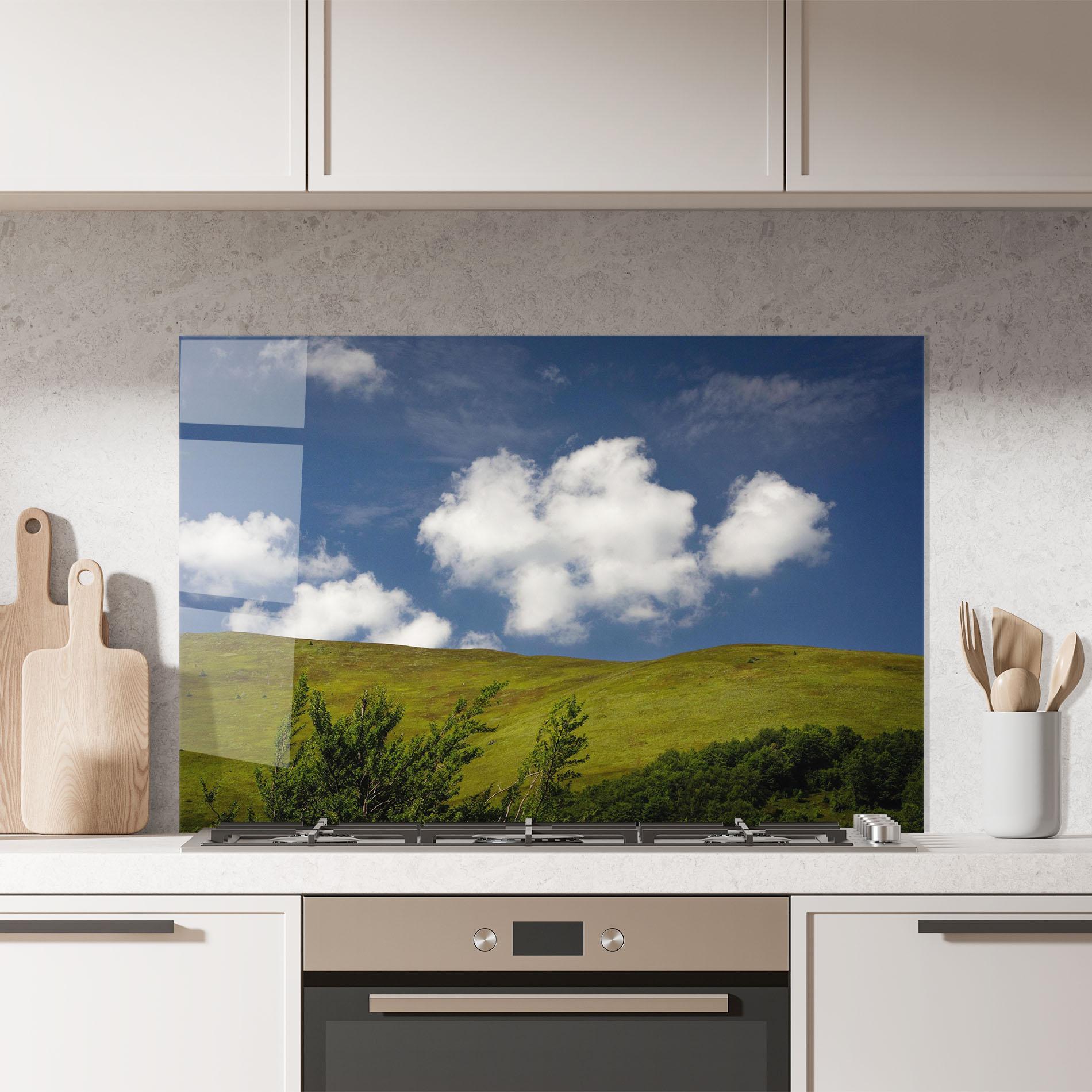 Panou Sticla Bucatarie Grass View Cloud mockup 7