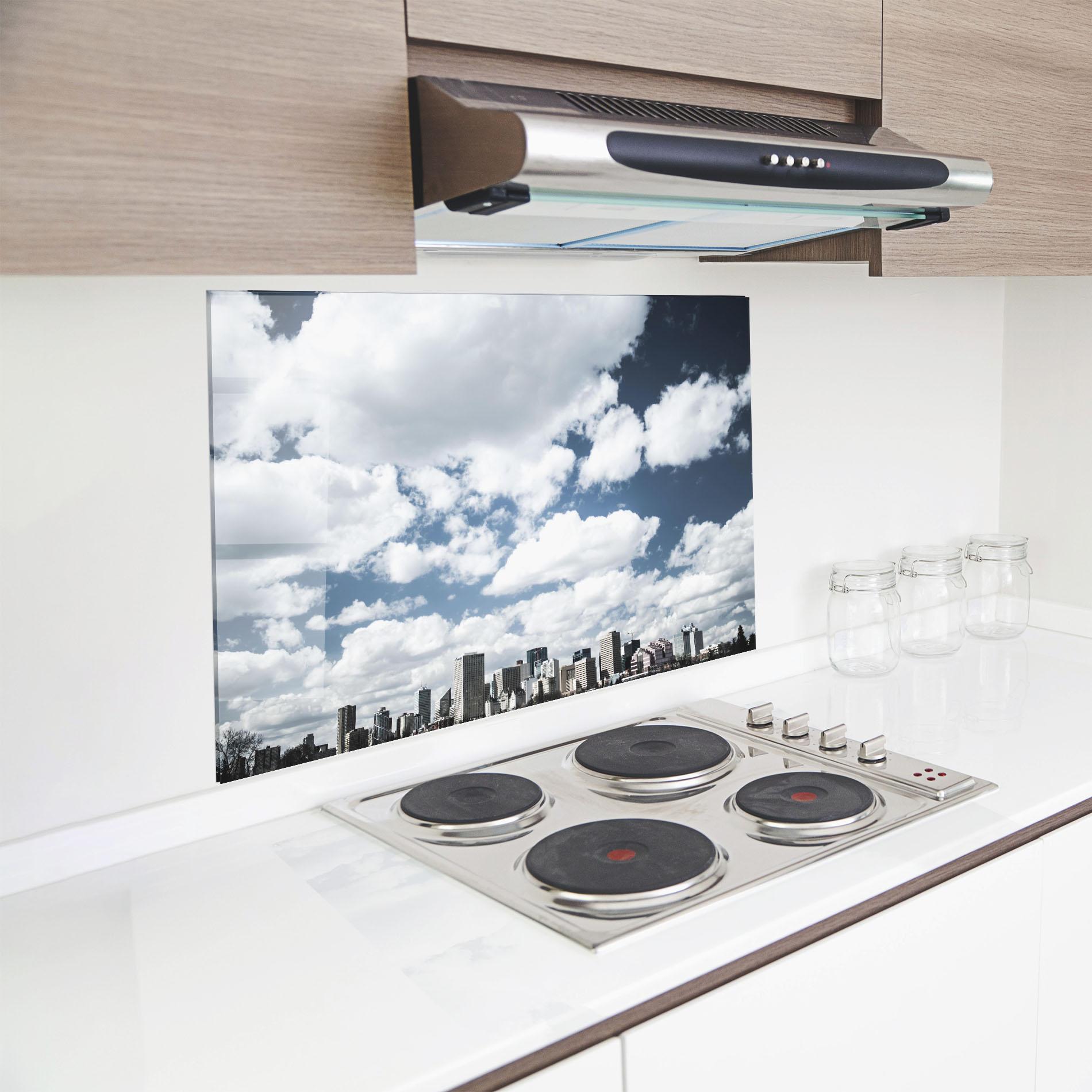 Panou Sticla Bucatarie Clouds Over City mockup 8