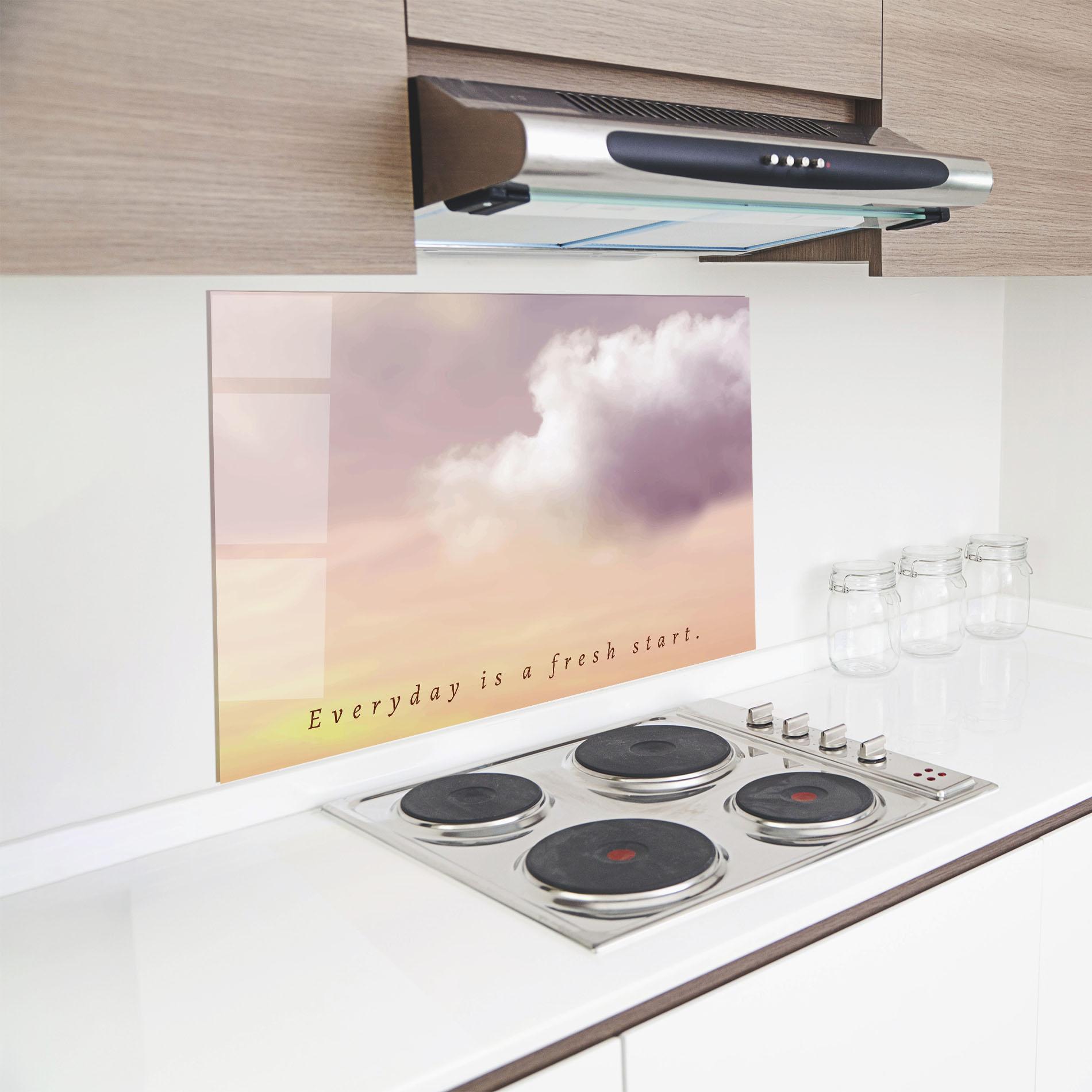 Panou Sticla Bucatarie Clouds Text Cream mockup 8