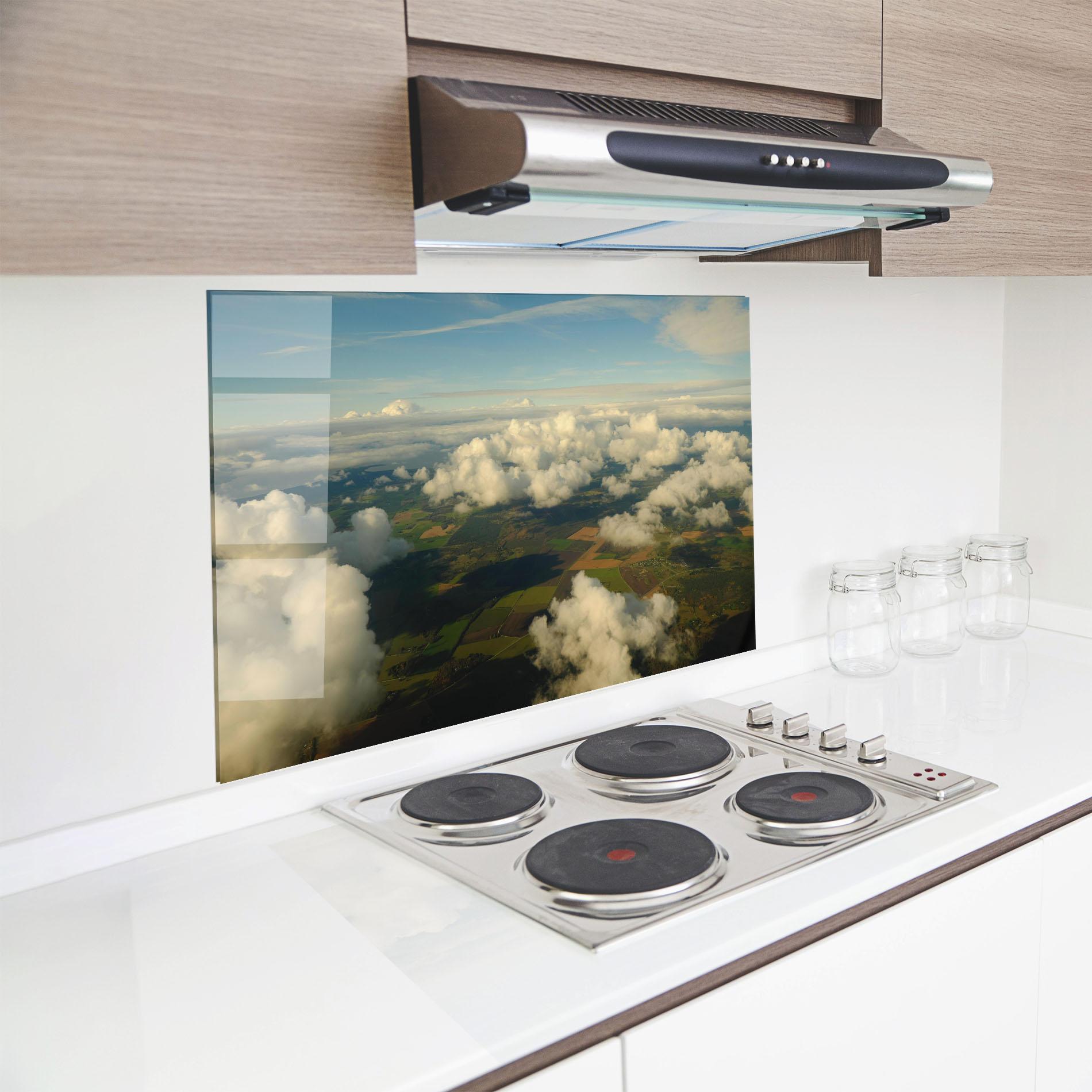 Panou Sticla Bucatarie Clouds View From Plane mockup 8