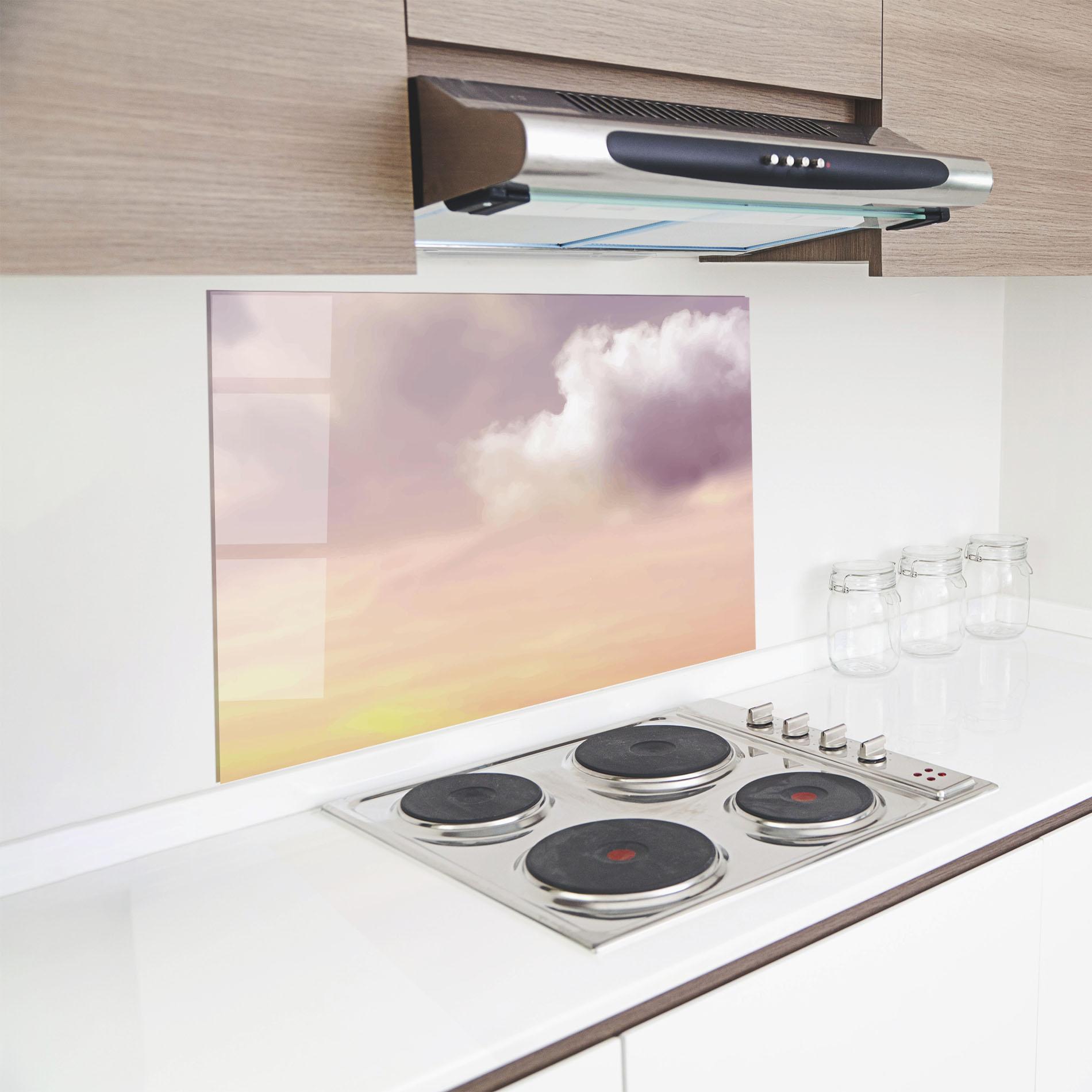 Panou Sticla Bucatarie Clouds Watercolor Cream mockup 8