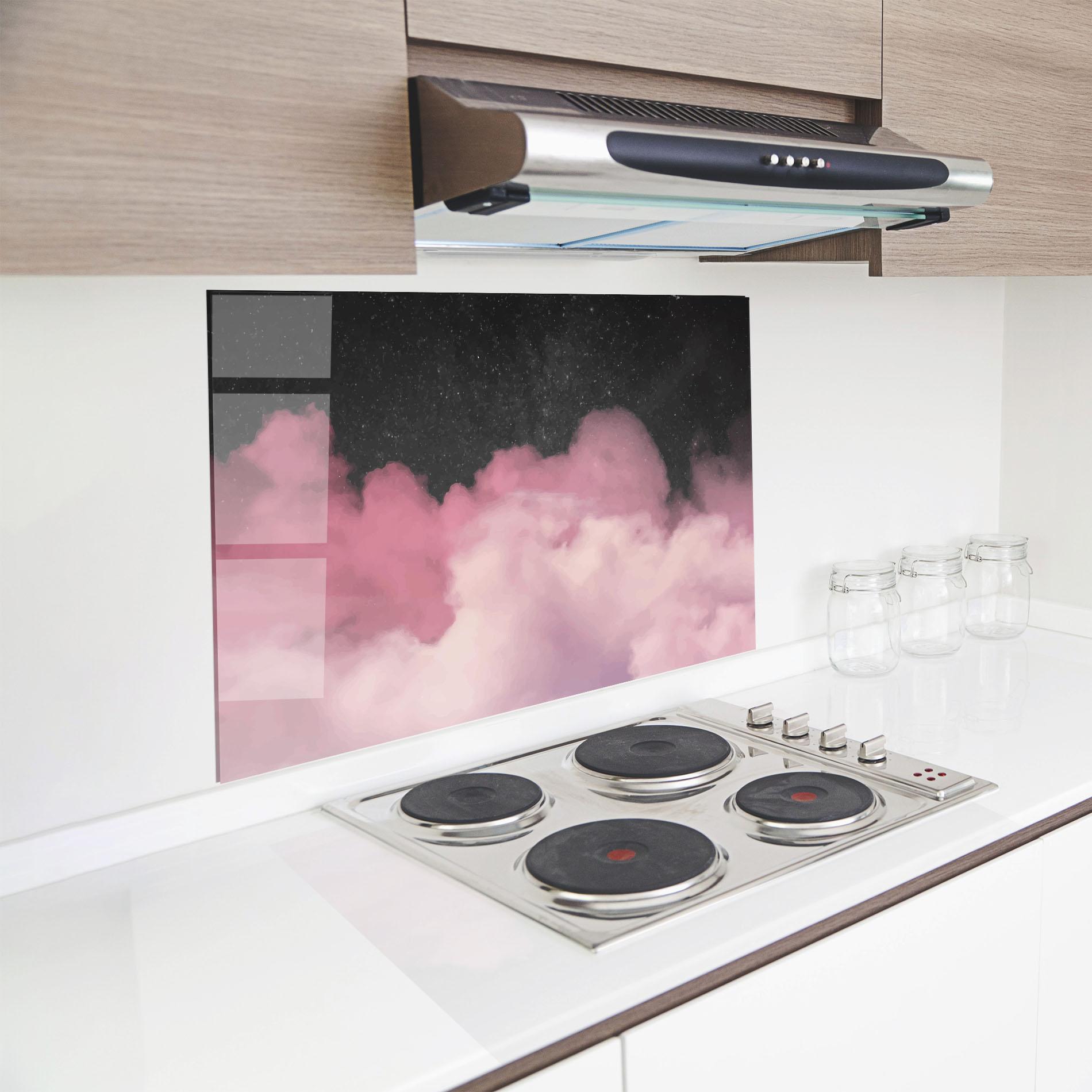 Panou Sticla Bucatarie Clouds Watercolor Purple mockup 8