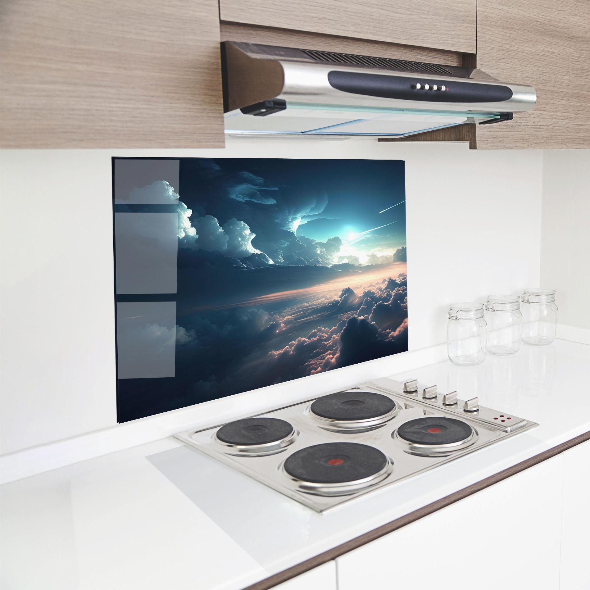 Panou Sticla Bucatarie Dark Clouds mockup 8