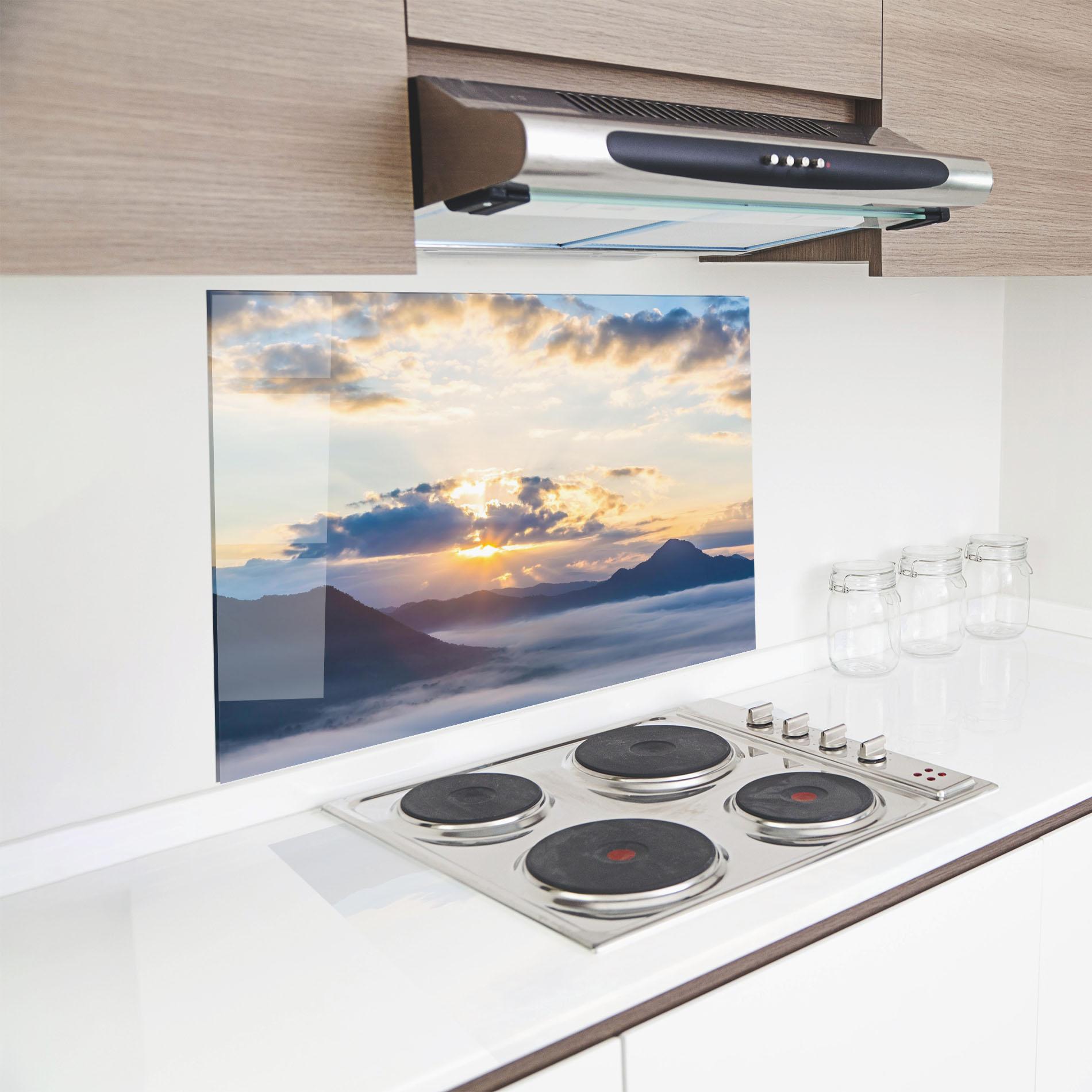 Panou Sticla Bucatarie Fantastic Clouds mockup 8