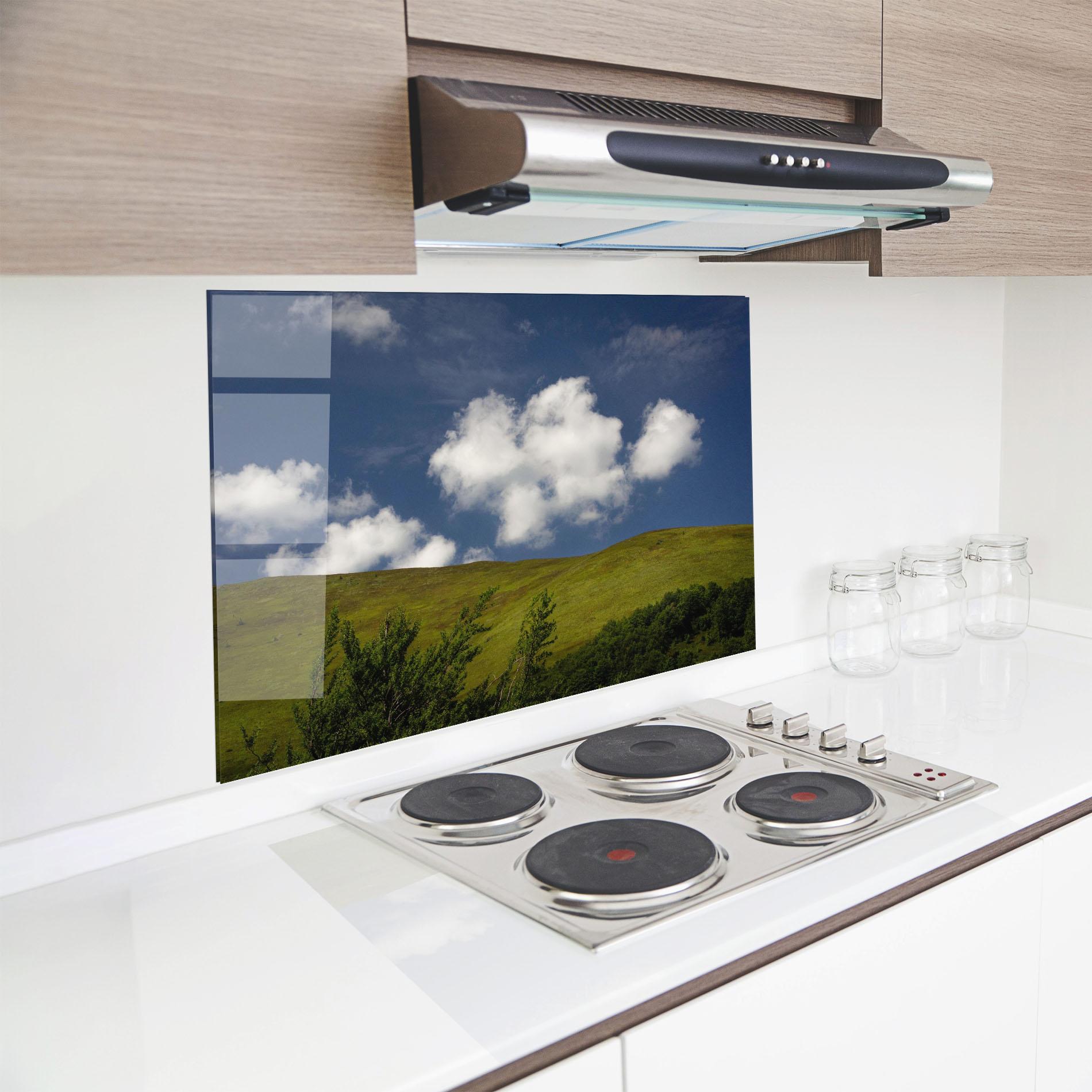 Panou Sticla Bucatarie Grass View Cloud mockup 8