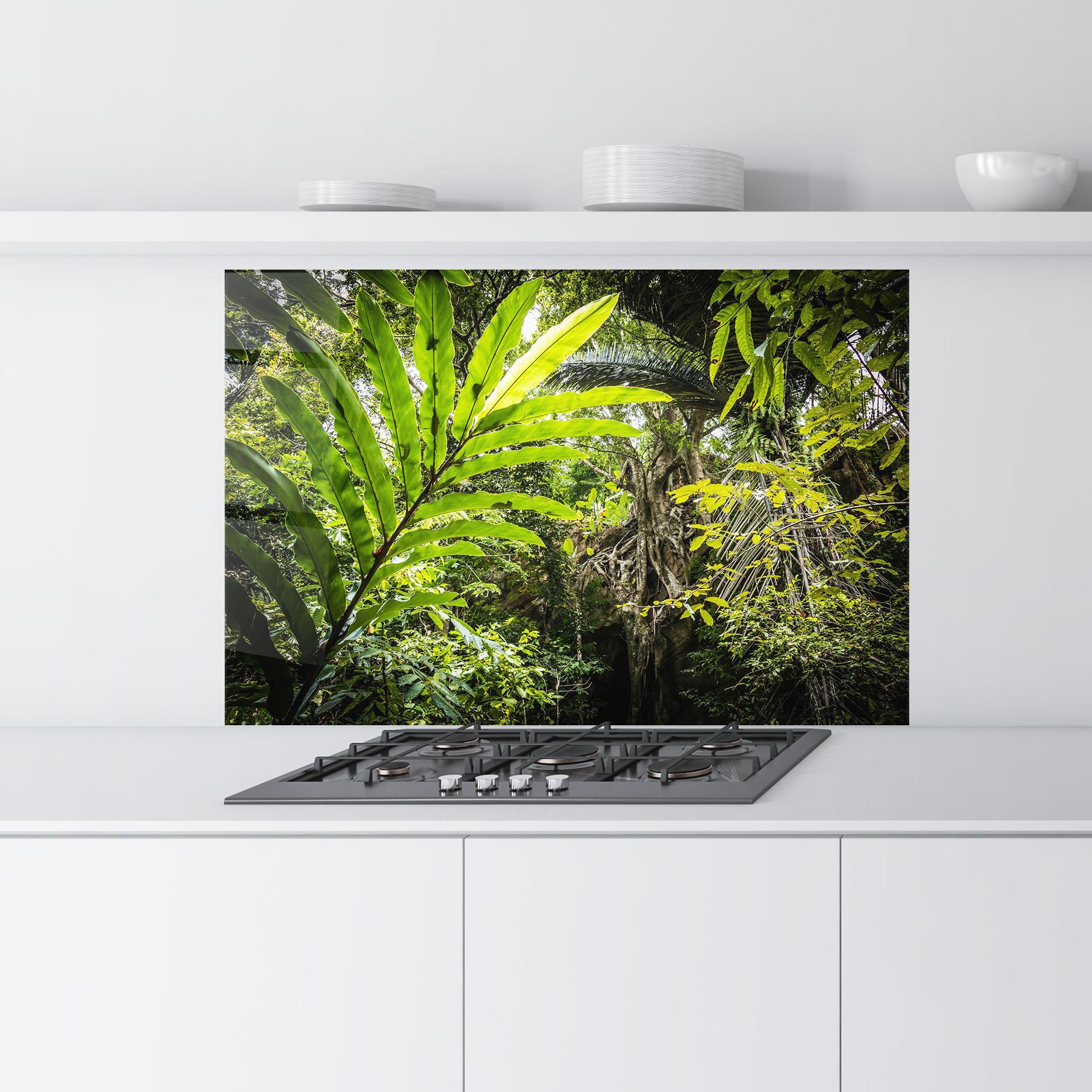 Panou Sticla Bucatarie Big Leaf Forest mockup 9