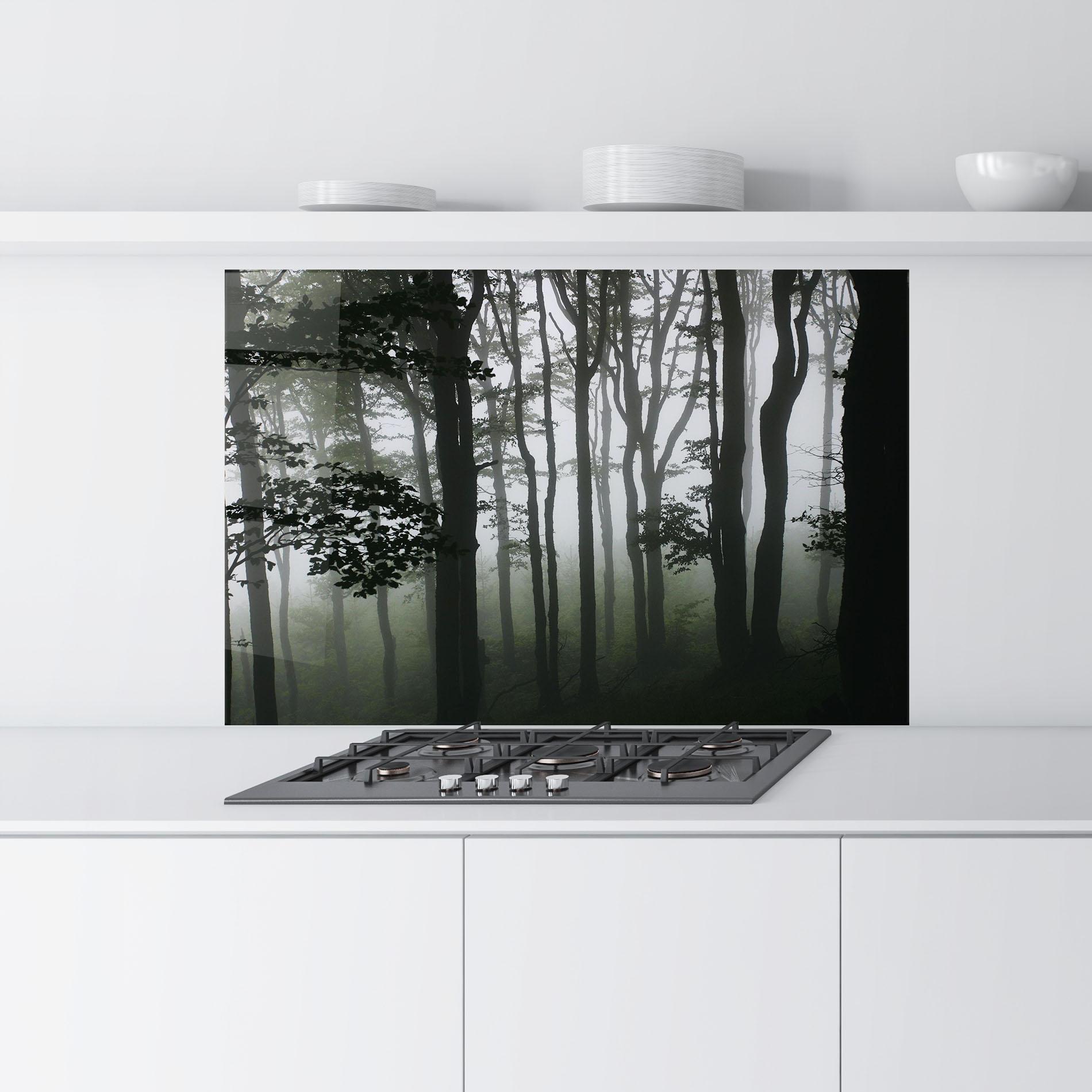 Panou Sticla Bucatarie Foggy Black Tree mockup 9