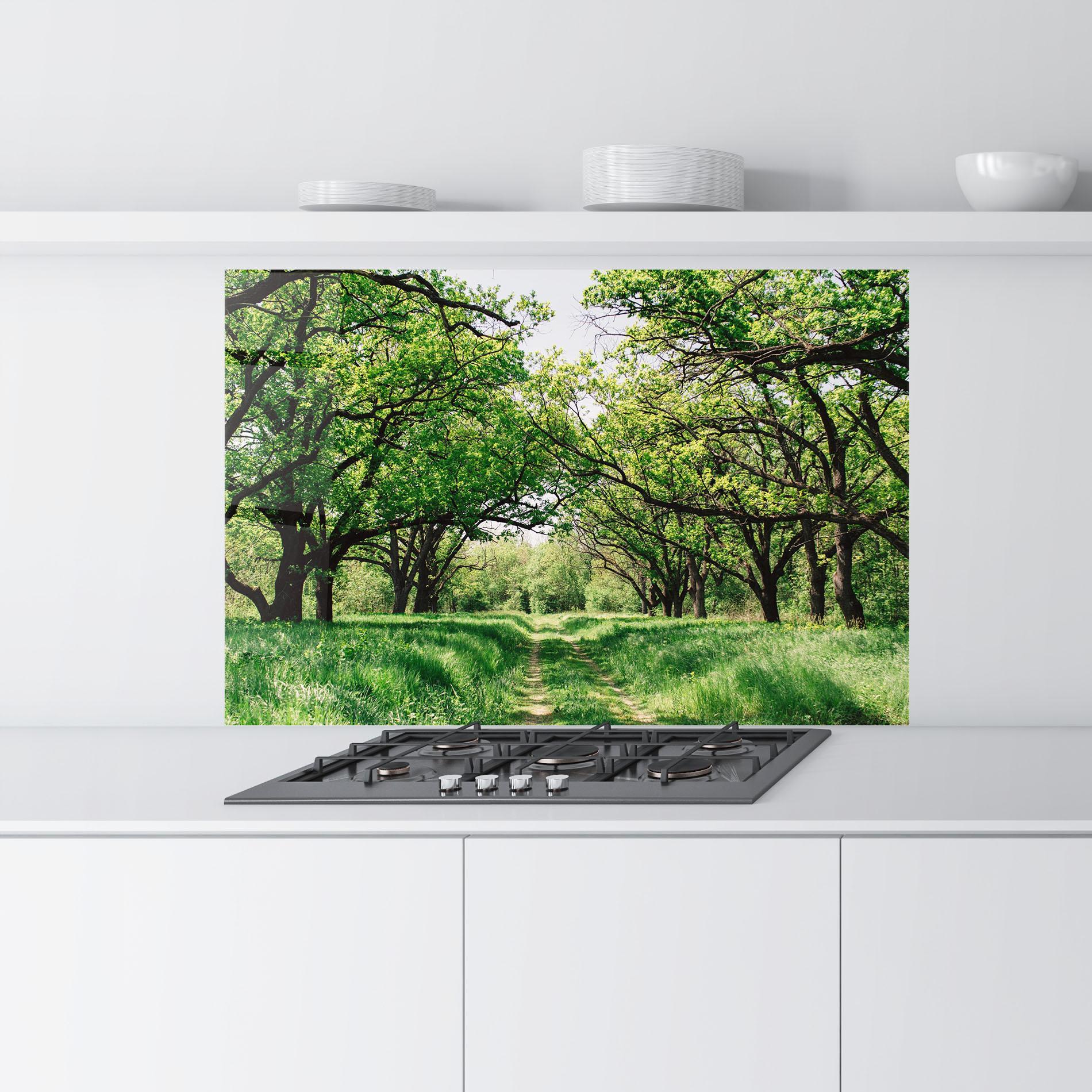 Panou Sticla Bucatarie Forest Green Path mockup 9